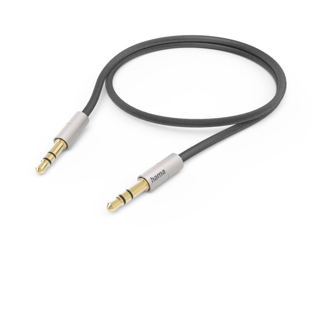 Hama Audio-Kabel »Aux Kabel “AluLine“ 3,5 mm Klinke, 0,5 m, Silber, Schwarz«, 3,5-mm-Klinke, 50 cm