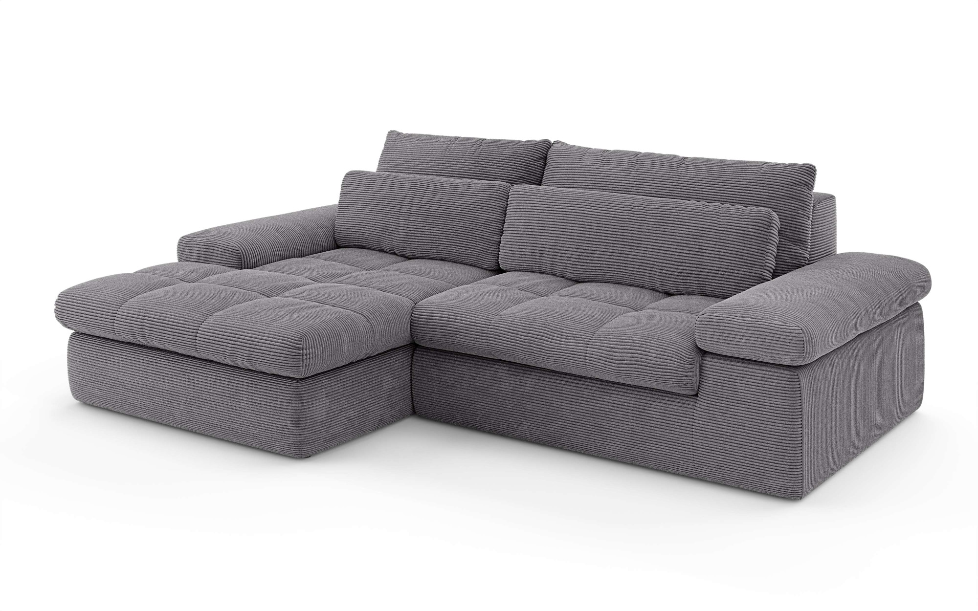 Home affaire Ecksofa »ALVERIE mit Recamiere, moderne Steppung, Maße: B/T/H 274/203/106 cm«, L-Form mit Wellenunterfederung, mit 4 Rückenkissen, pflegeleicht Stoff