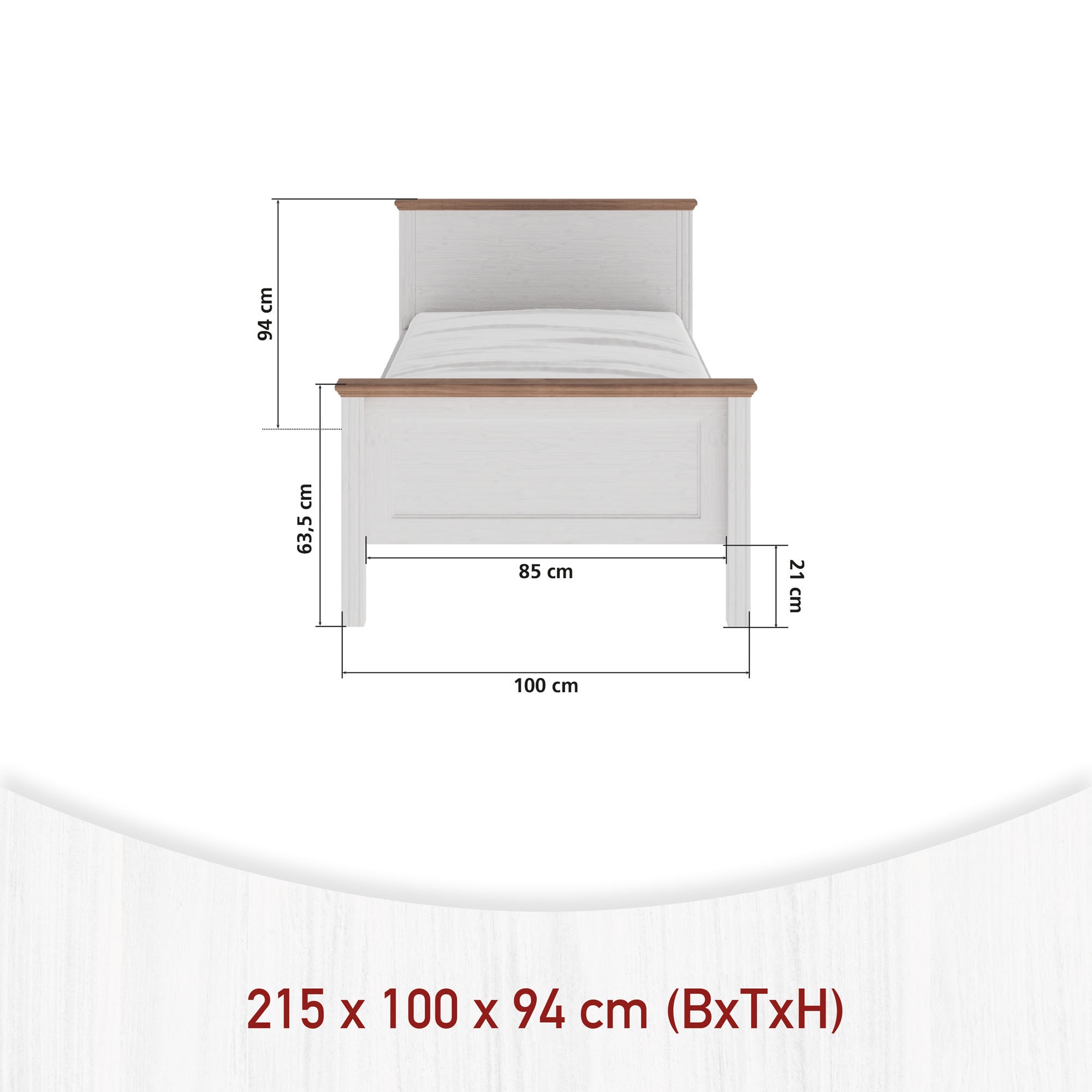 Inter Link Massivholzbett »Bett Maluno« Kiefer Massiv, ohne Lattenrost, 90/120/140/160/180 x 200 cm