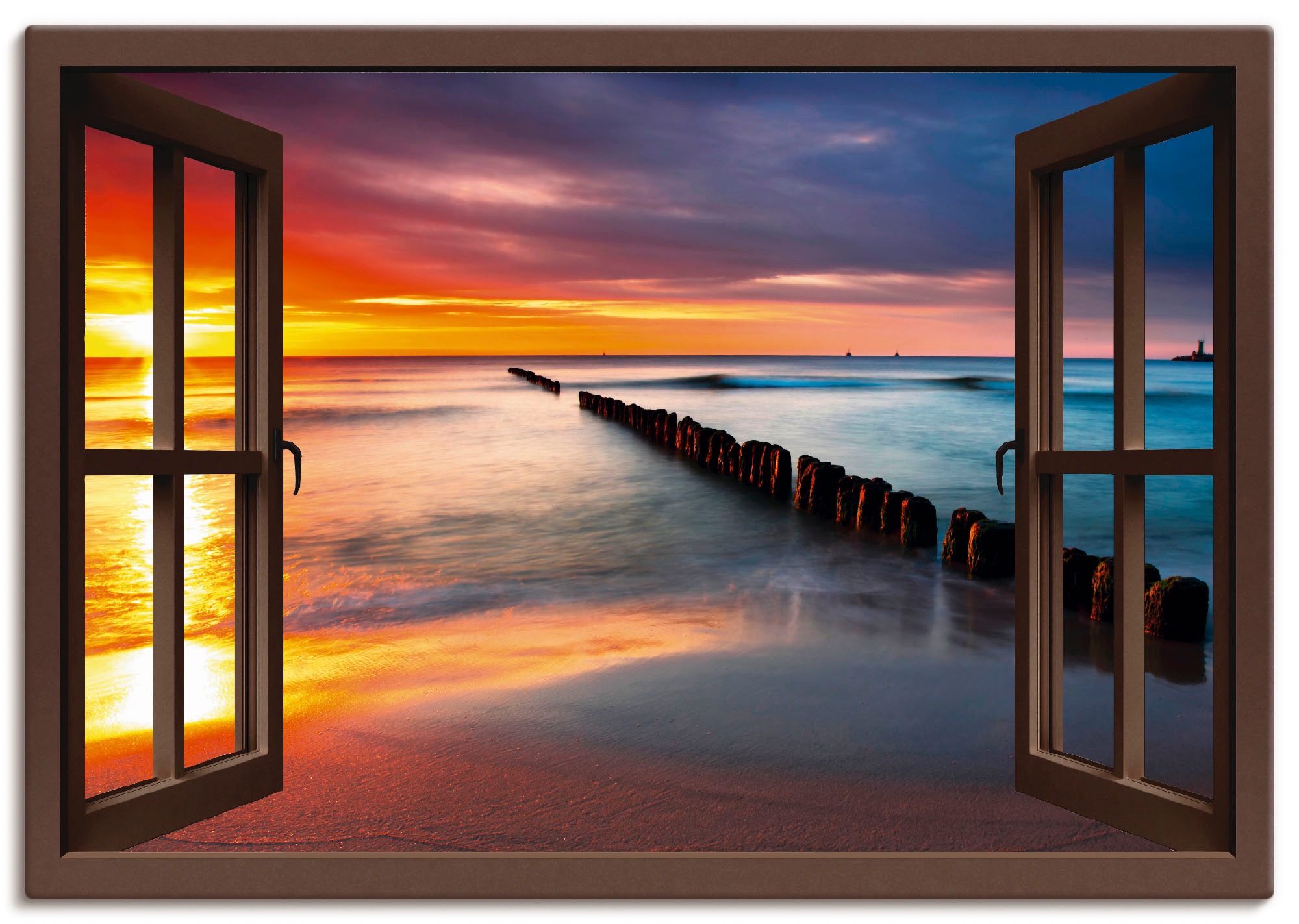 Artland Wandbild »Fensterblick Ostsee mit Sonnenaufgang«, Fensterblick, (1 günstig online kaufen