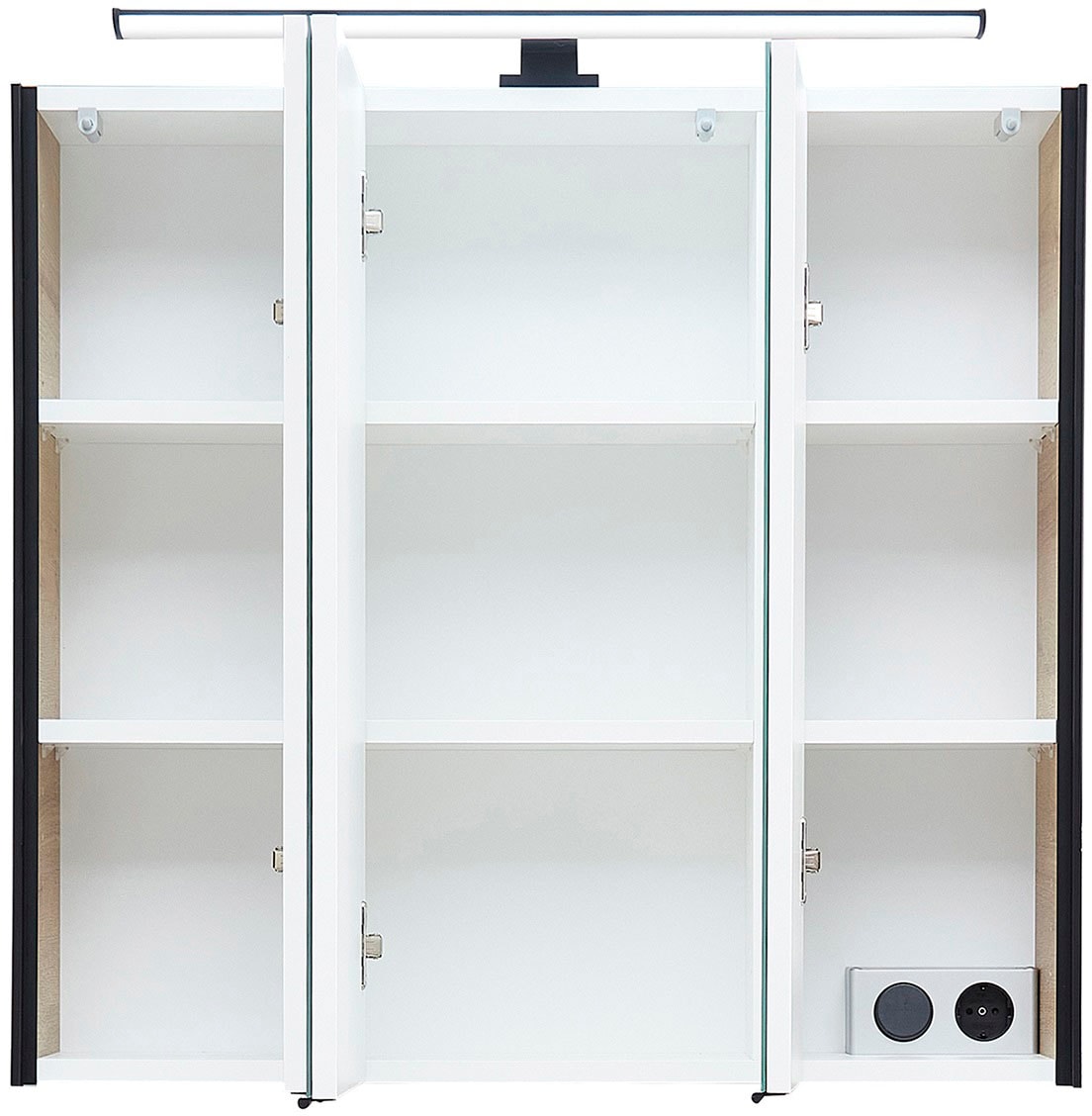 Saphir Badmöbel-Set »Quickset 395 3-teilig, Keramikwaschtisch mit LED-Spiegelschrank«, (5 St.), Midischrank, inkl. Türdämpfer, 5 Türen, 3 Schubladen, Bad-Set