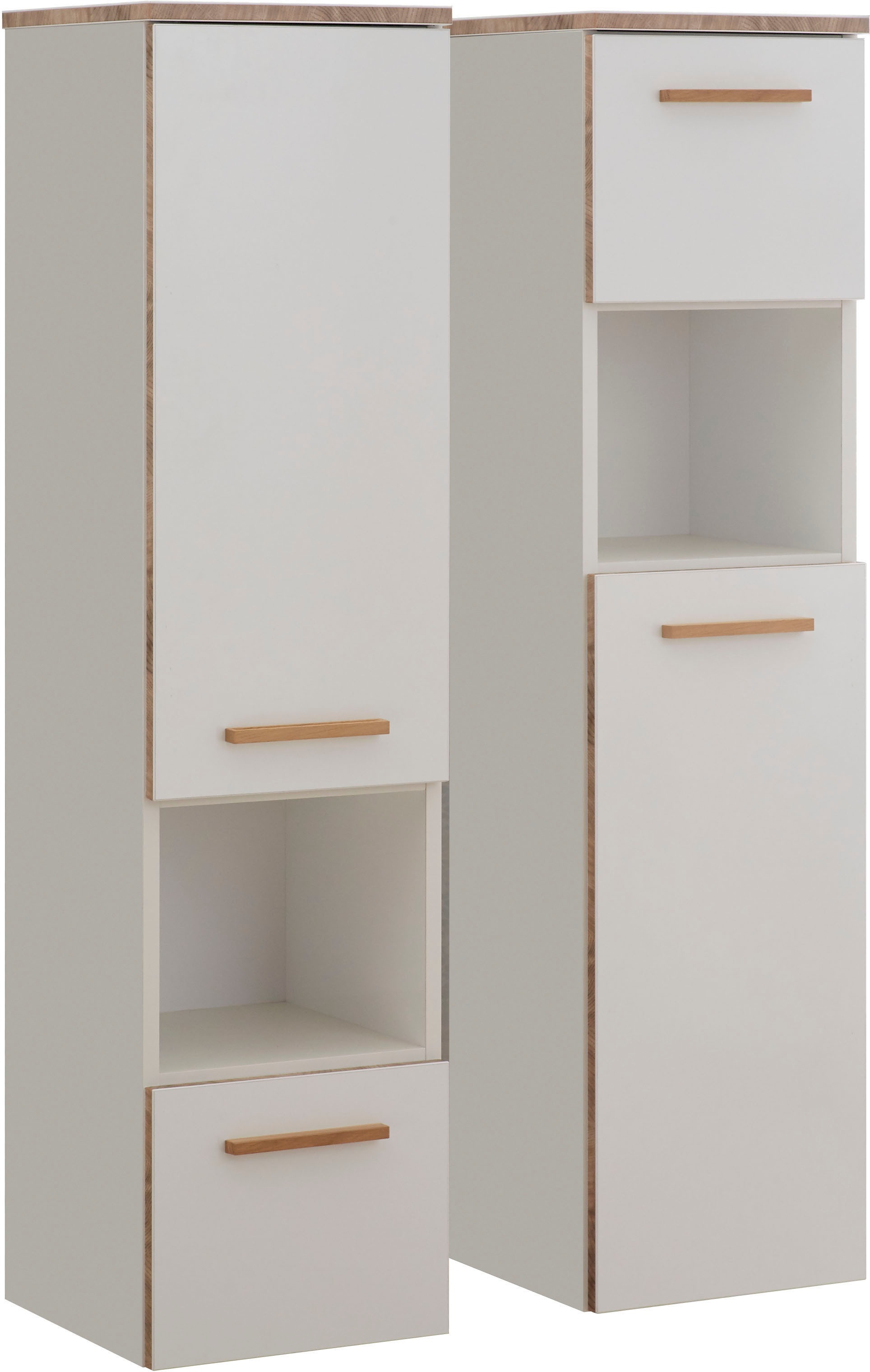 Saphir Badmöbel-Set »Quickset 931 5-teilig, Waschbeckenunterschrank und LED-Spiegelschrank«, (Set, 5 St.), Weiß Glanz, inkl. Türdämpfer, ohne Waschbecken, 8 Türen, 2 Schubladen
