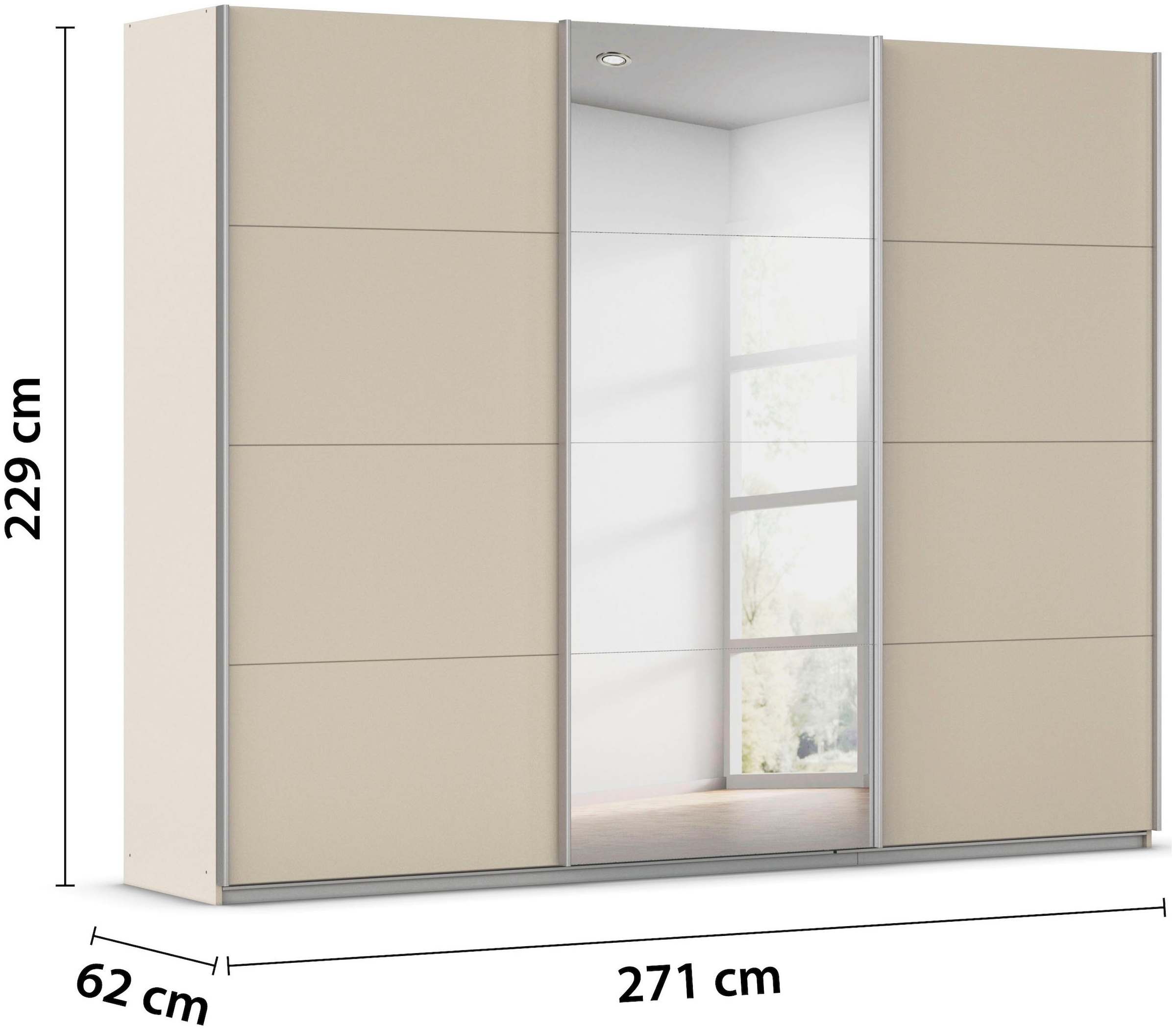 rauch Schwebetürenschrank »Kleiderschrank Schrank Garderobe AGORDO«, (in zwei Griff-Farben), Top Innenausstattung, in 4 Breiten und 2 Höhen MADE IN GERMANY