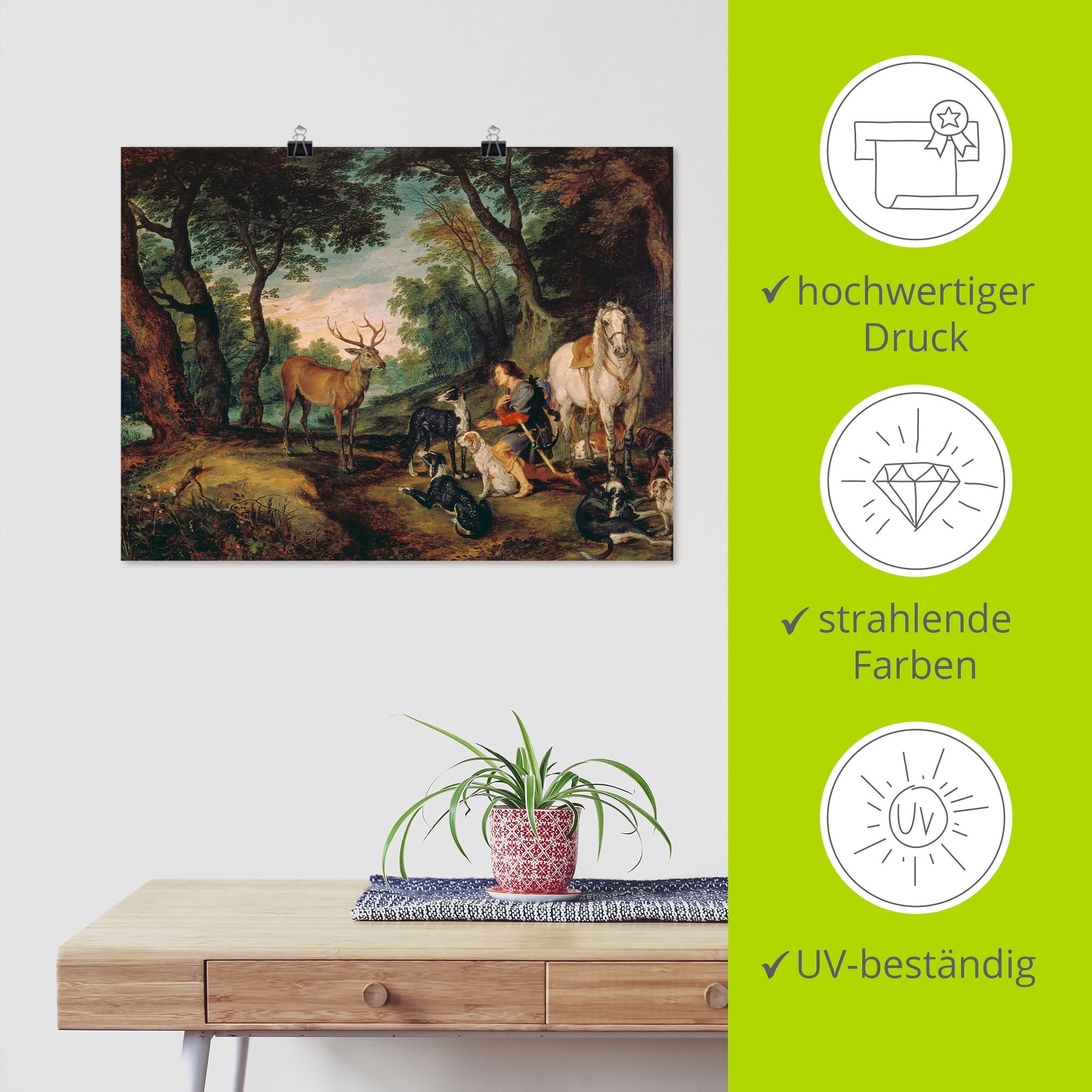 Artland Wandbild »Der heilige Hubertus.«, Mann, (1 St.), als Leinwandbild, Poster in verschied. Größen