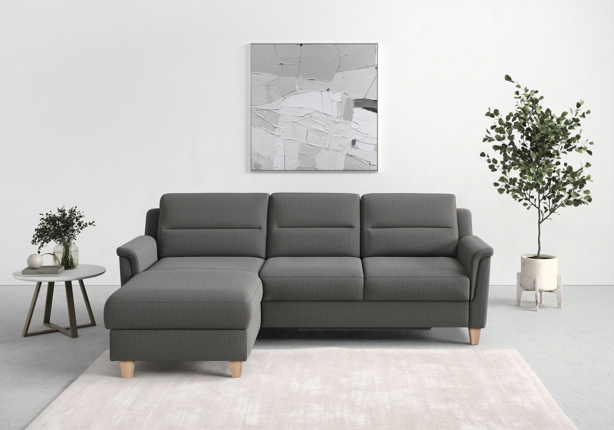sit&more Ecksofa »Farö L-Form«, inklusive Federkern, wahlweise mit Bettfunktion und Bettkasten