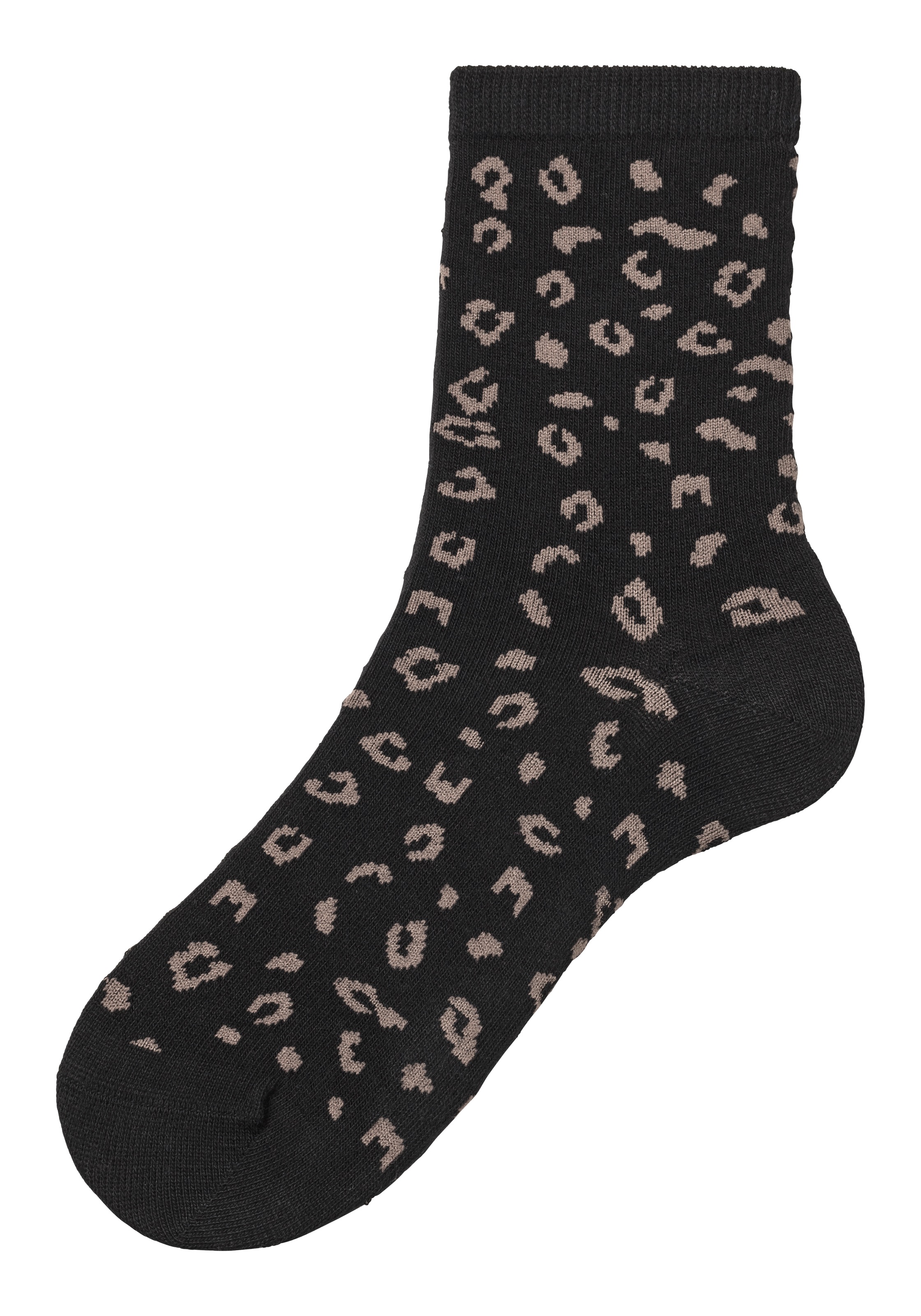 LASCANA Basicsocken, (Packung, 4 Paar), uni und mit animal Design