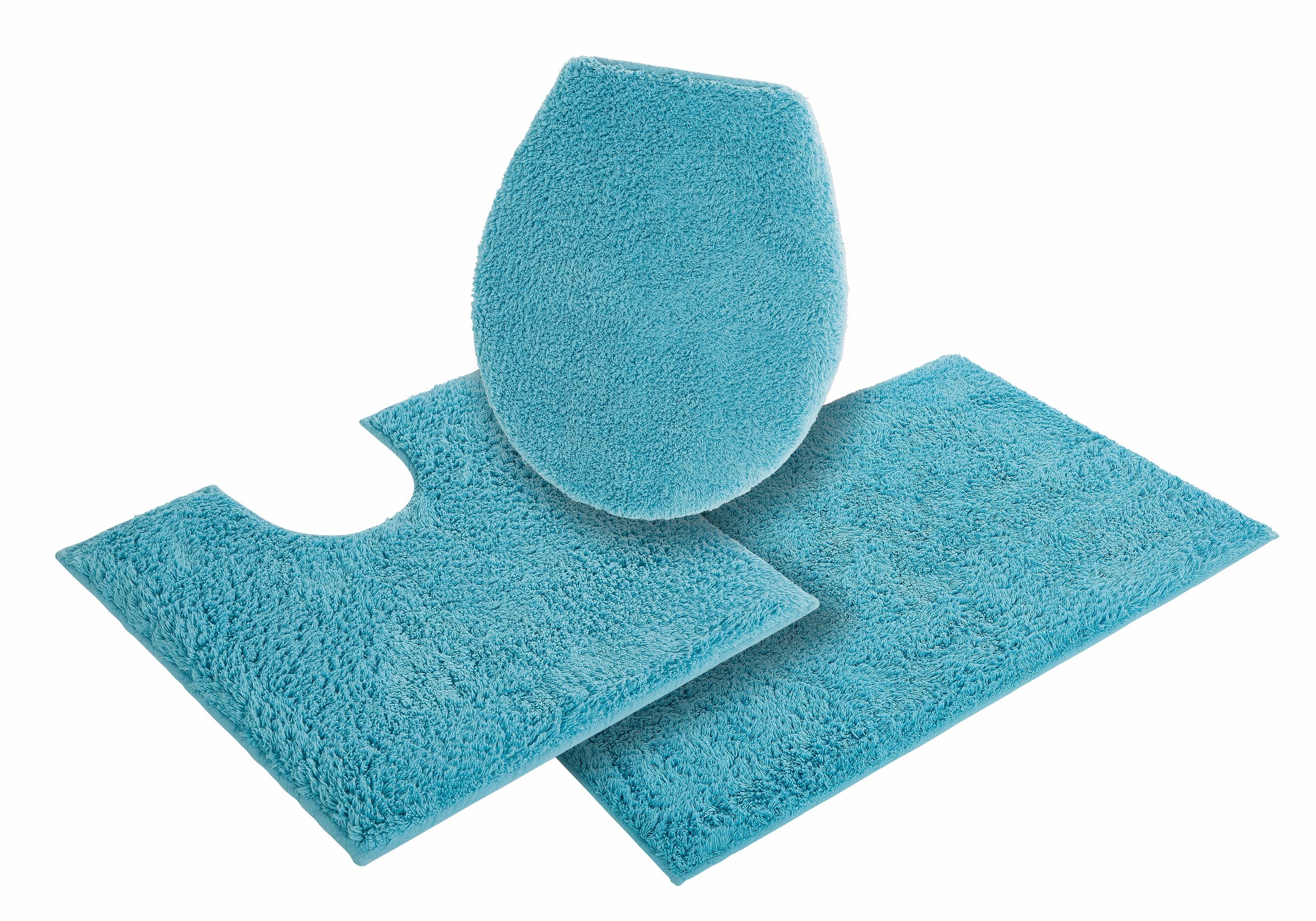 my home Badematte »Maren, Badvorleger, Badezimmer Teppich«, rutschhemmend beschichtet, fußbodenheizungsgeeignet, Bio-Baumwolle, Badteppich, Badematten auch als 3 teiliges Set