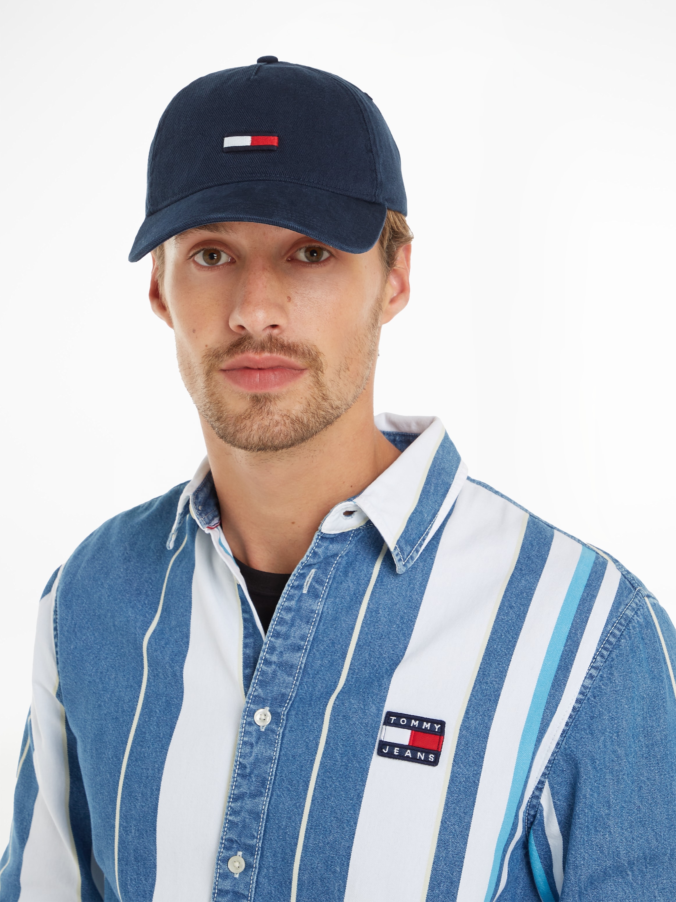 Tommy Jeans Baseball Cap TJM ELONGATED FLAG DENIM CAP mit Logostickerei online bestellen QUELLE