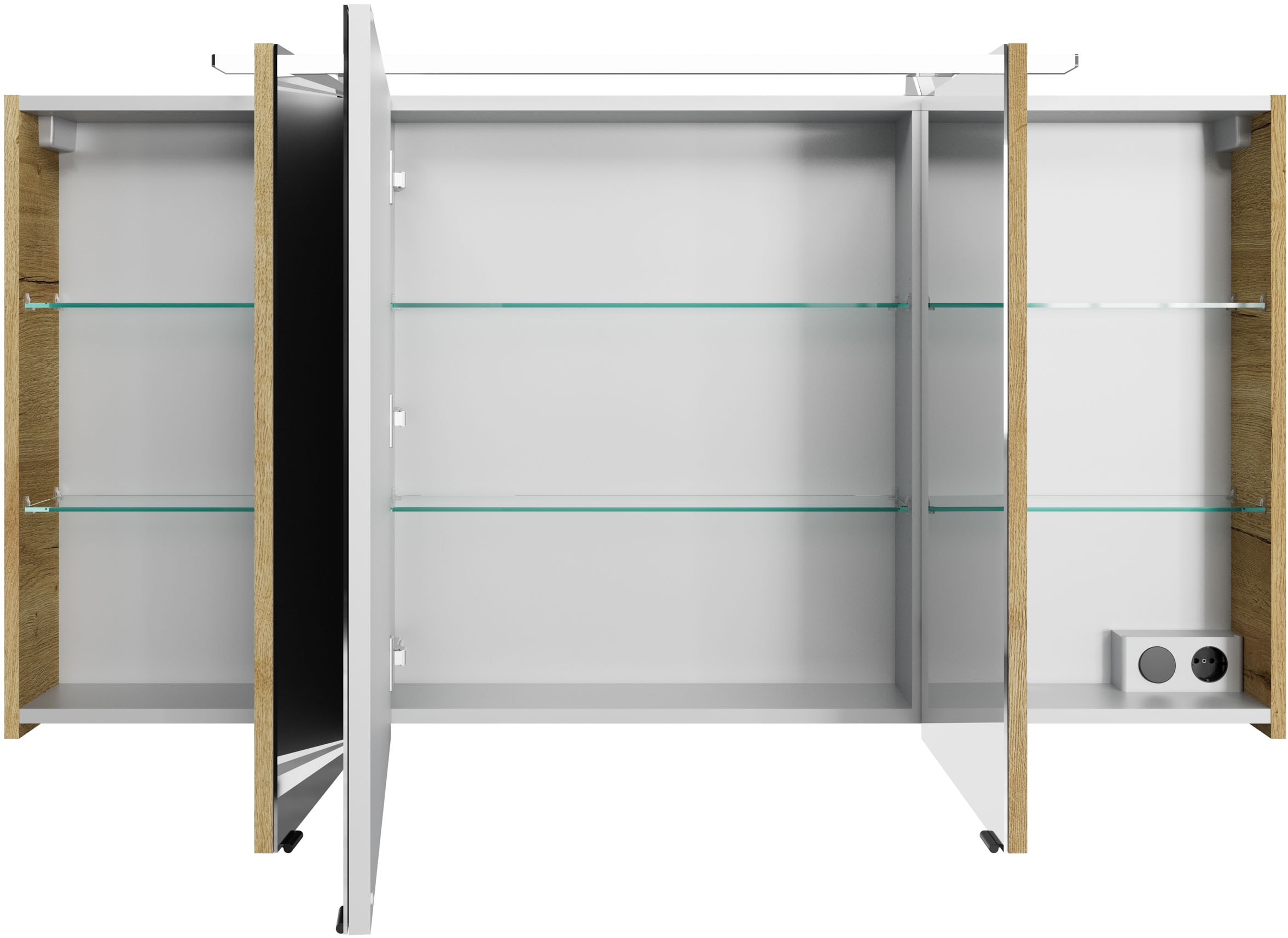 Saphir Badmöbel-Set »Serie 4010 2-teilig Keramik-Waschtisch mit LED-Spiegelschrank«, (Set), Badezimmer Set 144 cm breit, inkl. Türdämpfer, 5 Türen, 2 Schubladen