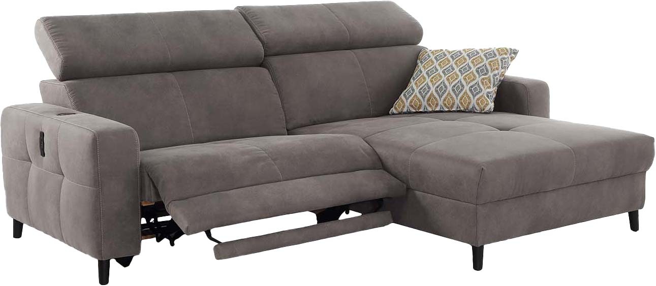 Jockenhöfer Gruppe Ecksofa »Doppio L-Form mit elektromotorischer Relaxfunktion und«, induktiver Lademöglichkeit + USB-A Ladeport, verstellbare Kopfstützen