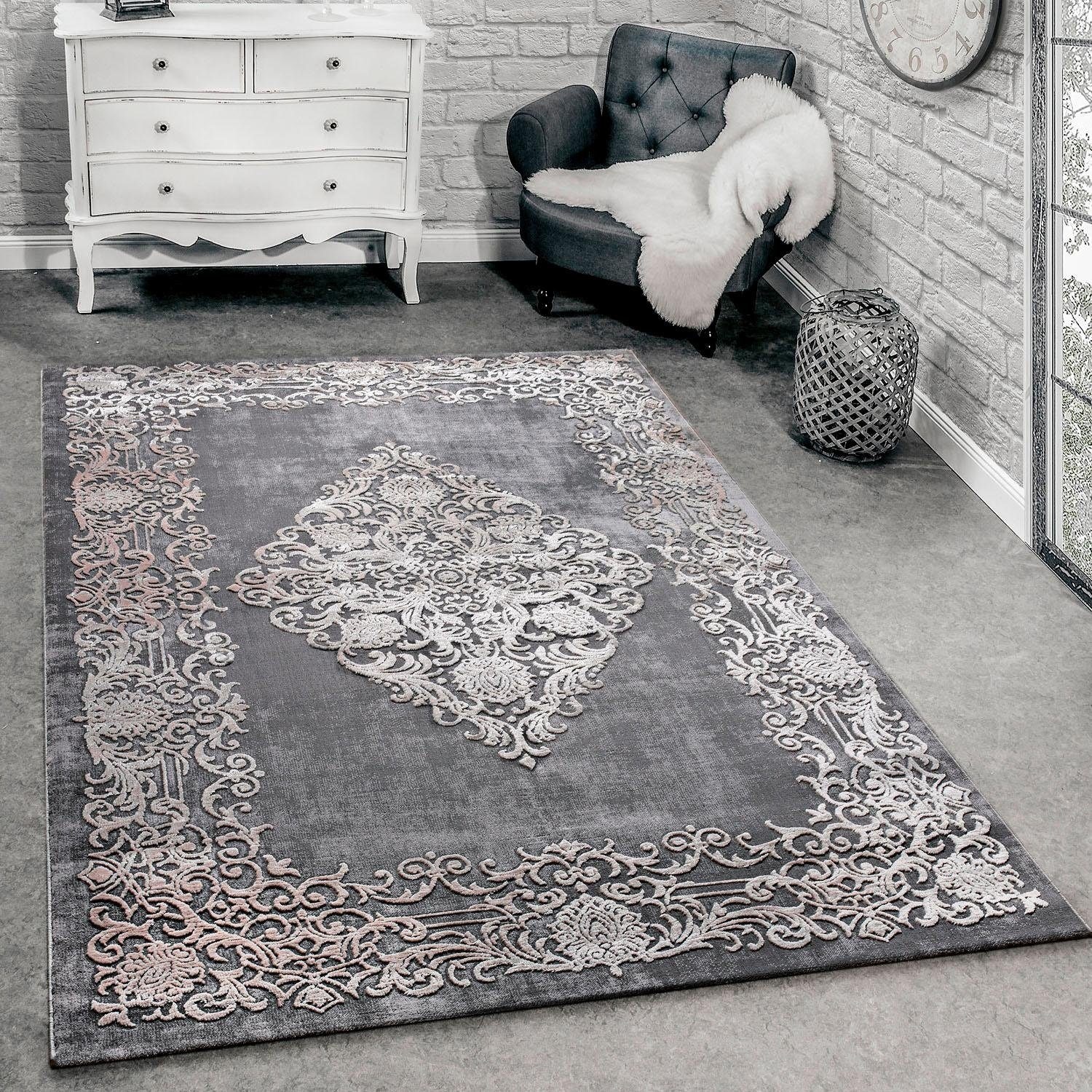 Paco Home Teppich »Theresa 020«, rechteckig, 15 mm Höhe, Kurzflor, Orient-Optik, Vintage Design, 3D-Optik