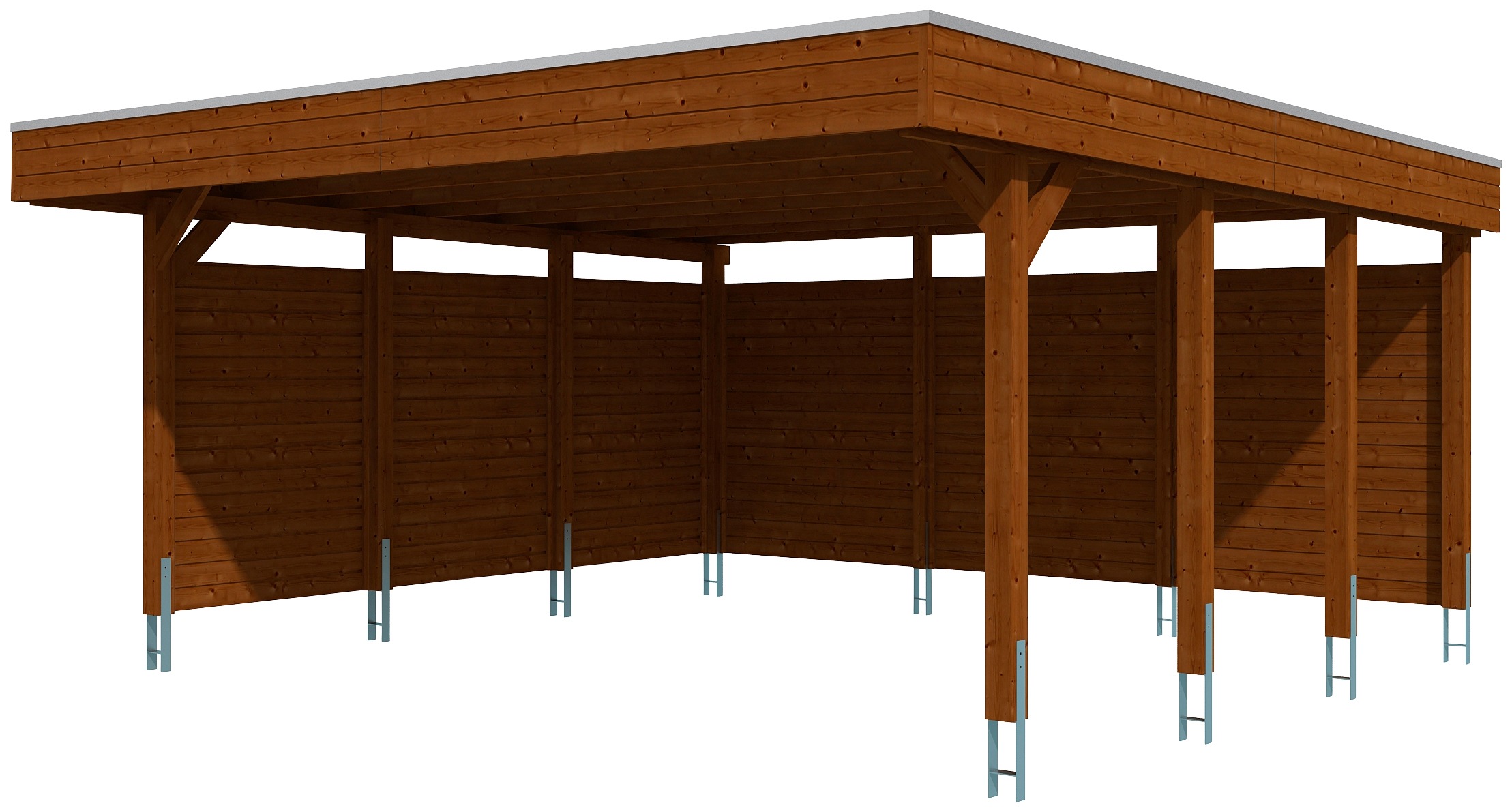 Skanholz Doppelcarport »Friesland 3«, 514 cm, braun, mit Seiten- und Rückwänden