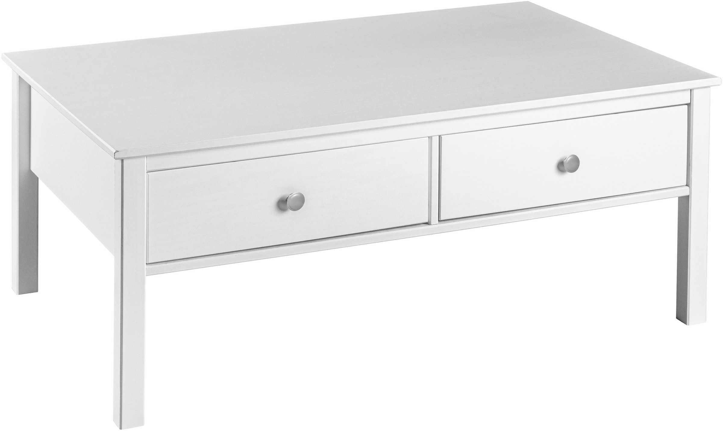 Inter Link Couchtisch »Pinora aus massiver Kiefer, weiss lackiert, 110 x 70 x 47 cm« 1 Stk. tlg. Salontisch im modernem Skandi Look, mit 2 Schubladen