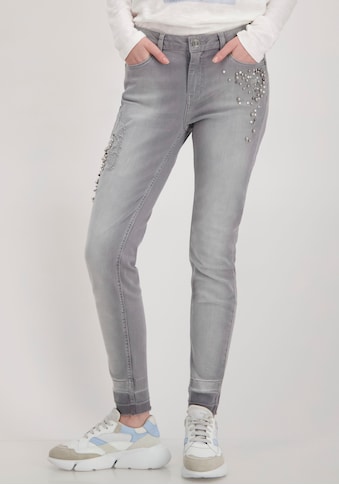 Monari 7/8-Jeans, mit Fransensaum und Glitzersteinchen kaufen