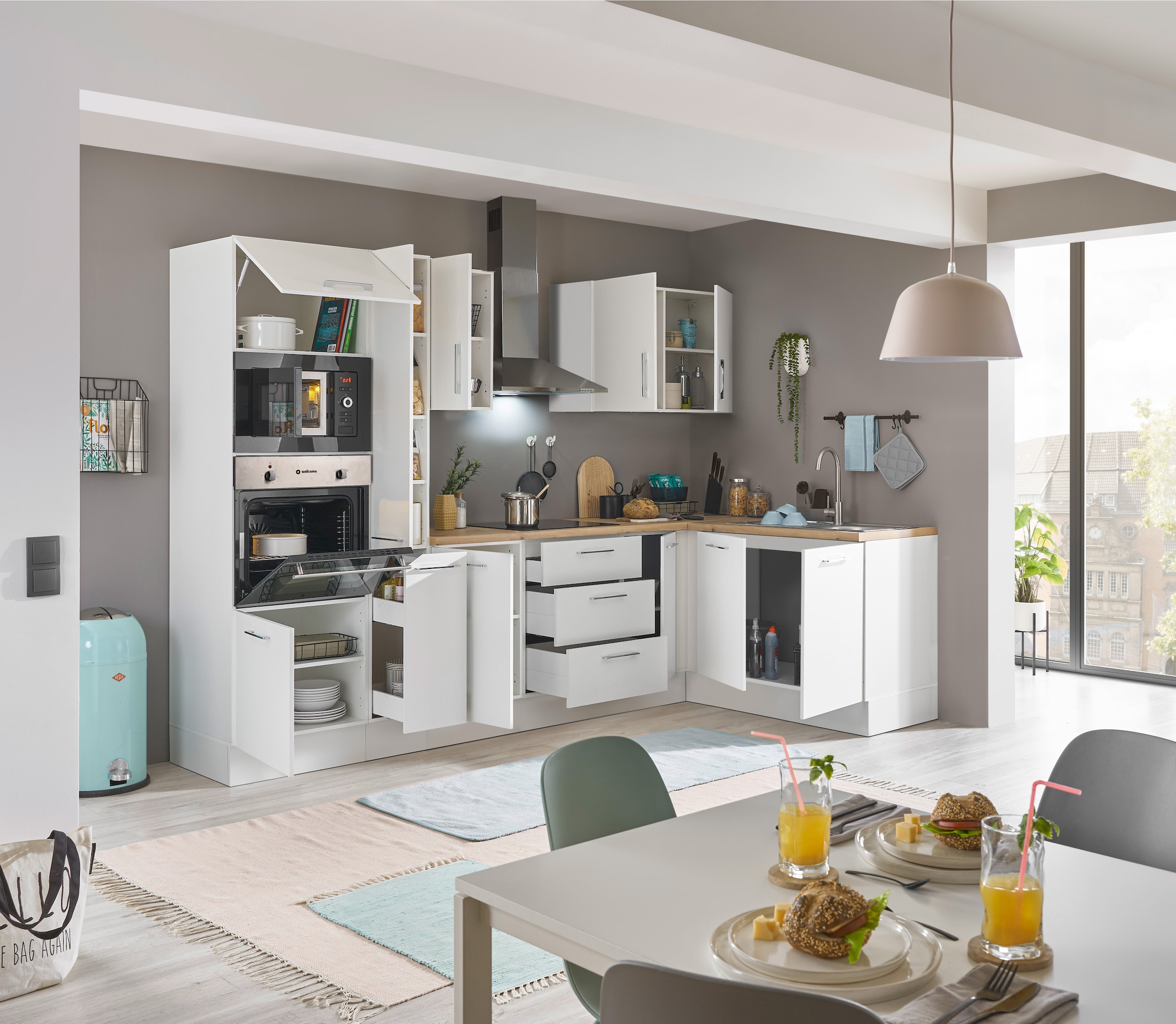 BASIC by Balculina Winkelküche »Turin«, Stellbreite 300x175 cm, wahlweise mit E-Geräten