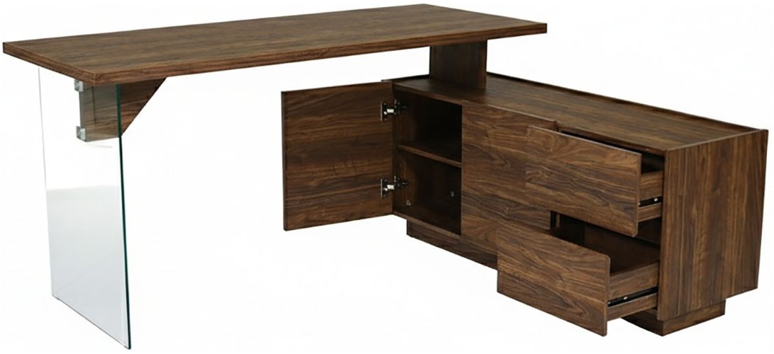 Jahnke Eckschreibtisch »LUX C 160 E« Eckschreibtisch, wechselseitig montierbar, Glas, 2 Fächer+2Schubladen
