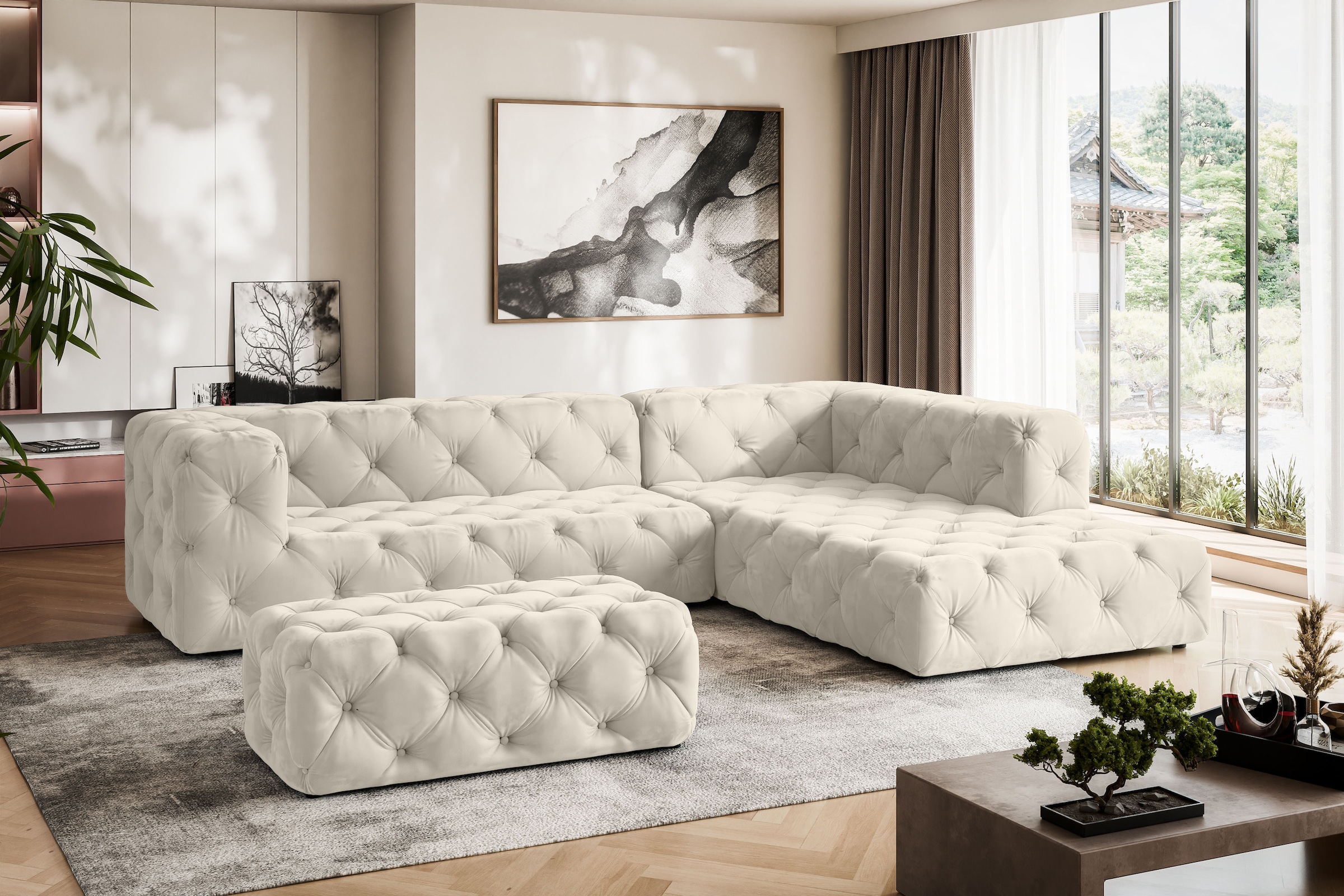 Places of Style Ecksofa »FOLLINA«, L-Form, mit klassischer Chesterfield-Kno günstig online kaufen