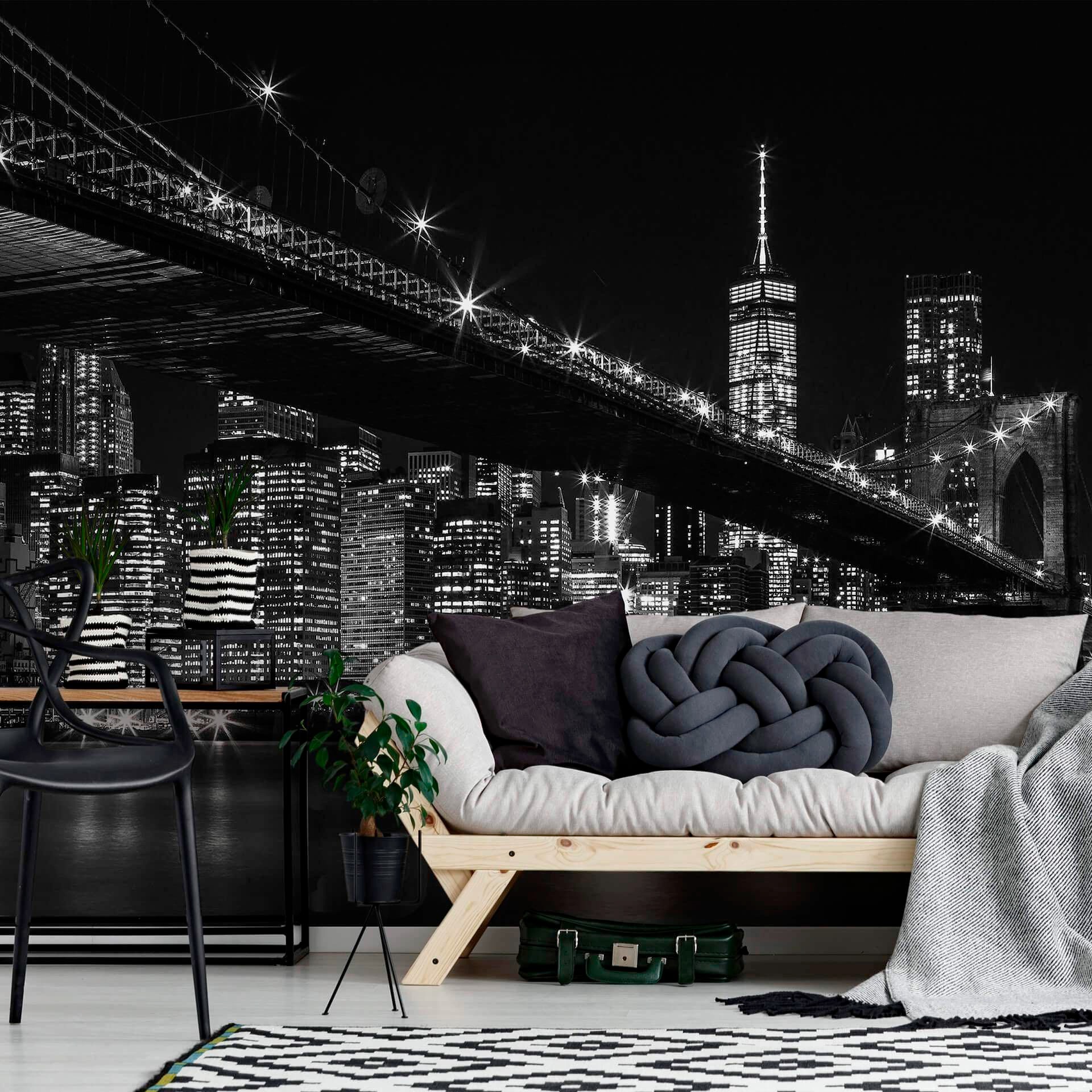 living walls Fototapete »New York City Brooklyn Bridge«, Motiv-abstrakt-naturalistisch, Skyline Tapete Brücke Fototapete Wohnzimmer Tapeten Flur Design Optik
