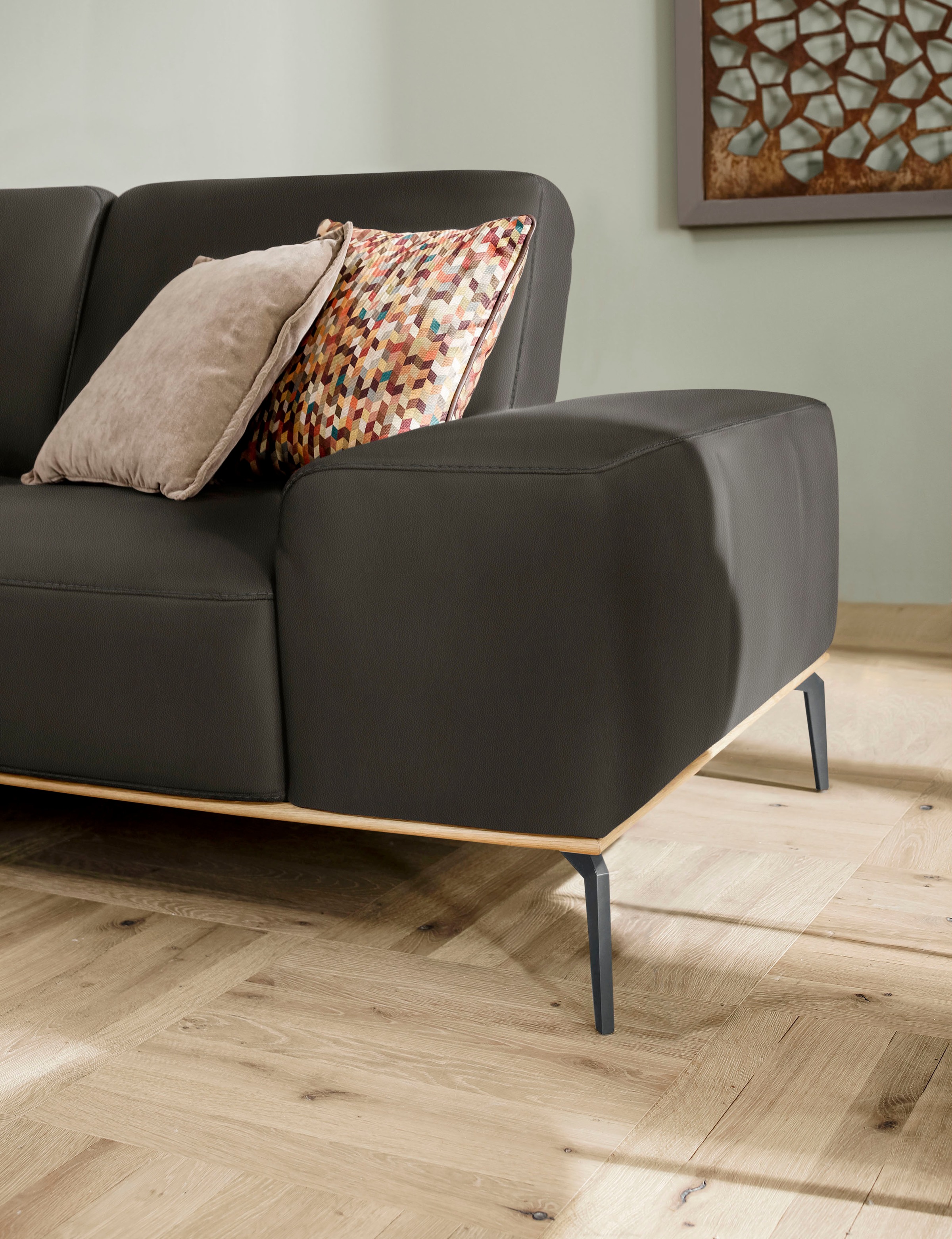 W.SCHILLIG Ecksofa »run, Designsofa mit tollem Sitzkomfort, bequem, L-Form«, mit Holzsockel, Füße in Schwarz pulverbeschichtet, Breite 279 cm