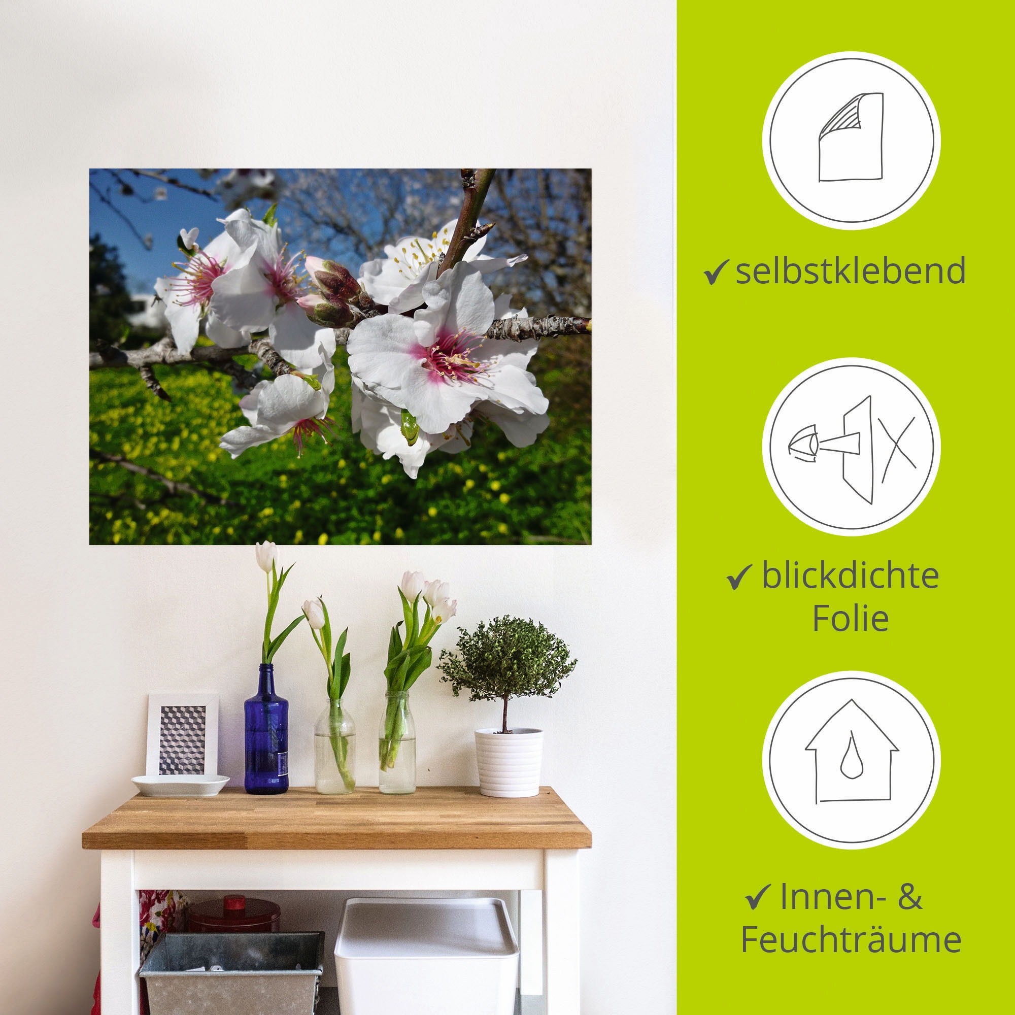 Artland Wandbild »Mandelbluete an der Algarve in Portugal«, Baumbilder, (1 St.), als Alubild, Leinwandbild, Wandaufkleber oder Poster in versch. Größen