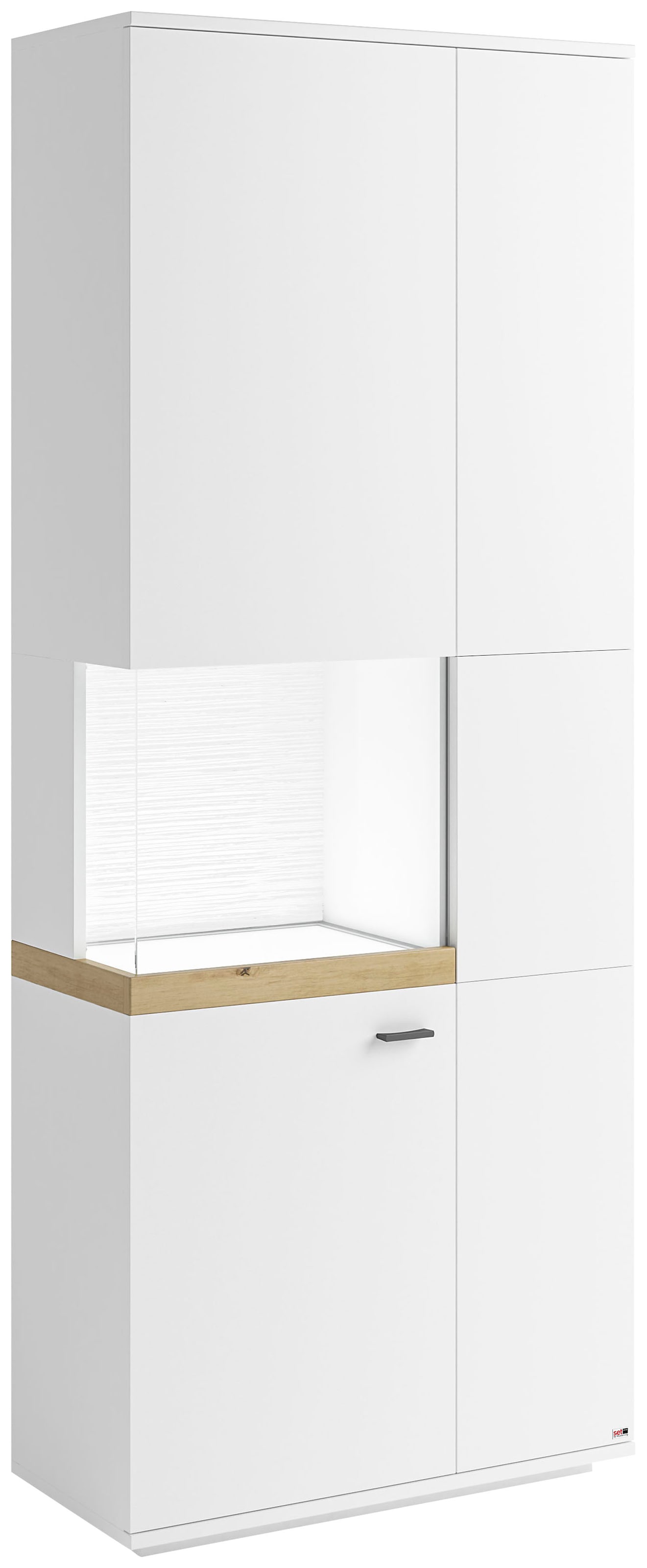 set one by Musterring Glasvitrine »Lancaster« Farben weiß oder grau mit Eicheabsetzung, mit LED-Beleuchtung