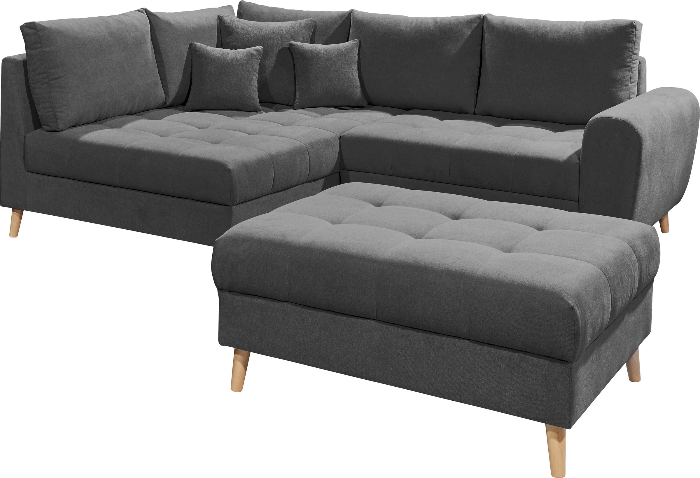 ED EXCITING DESIGN Ecksofa »Alice L-Form« mit Hocker & 3 Zierkissen günstig online kaufen