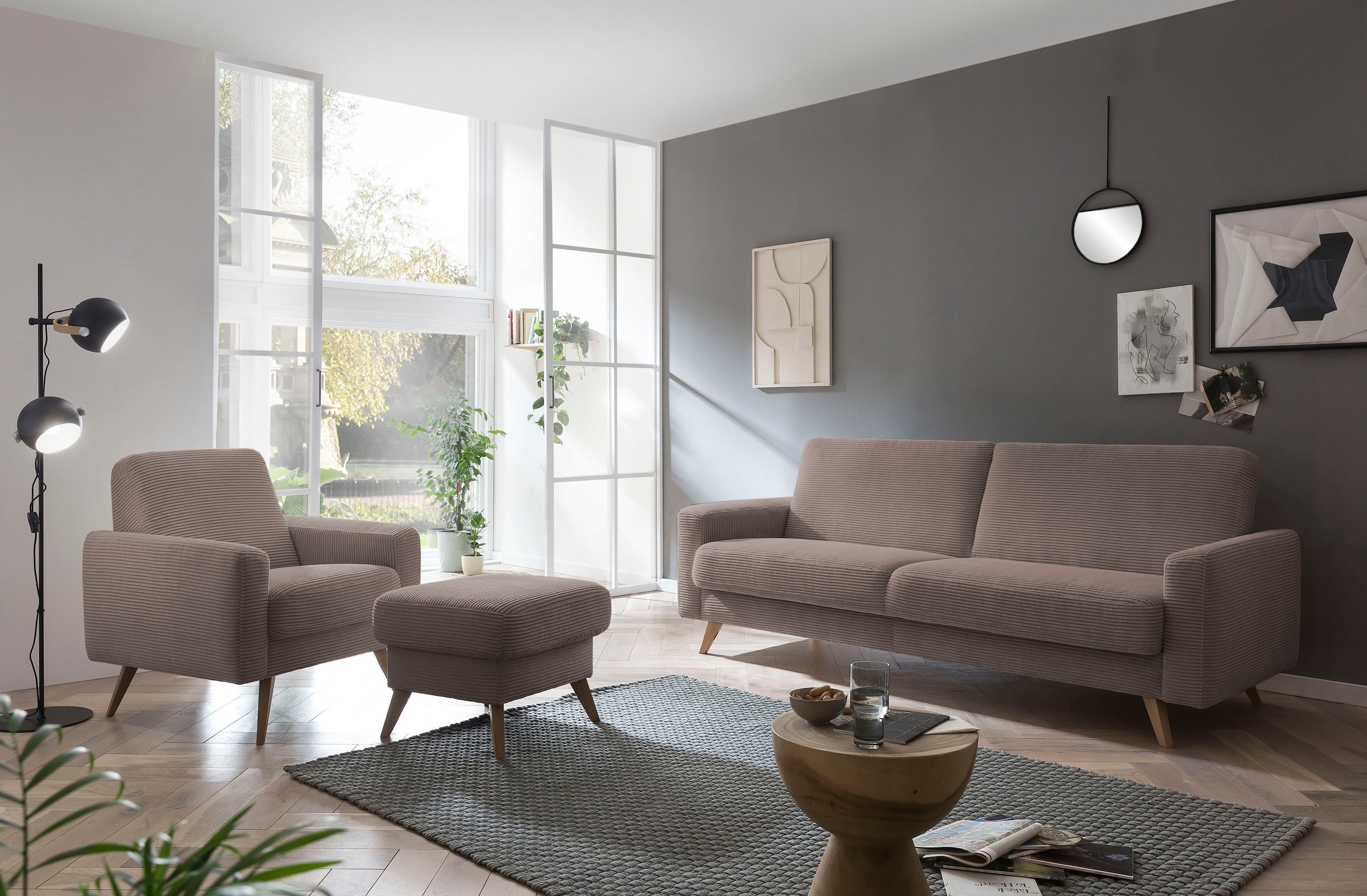 exxpo - sofa fashion Hocker »Samso, kompakte und bequeme Sitzgelegenheit in aktuellem Cord Bezug«