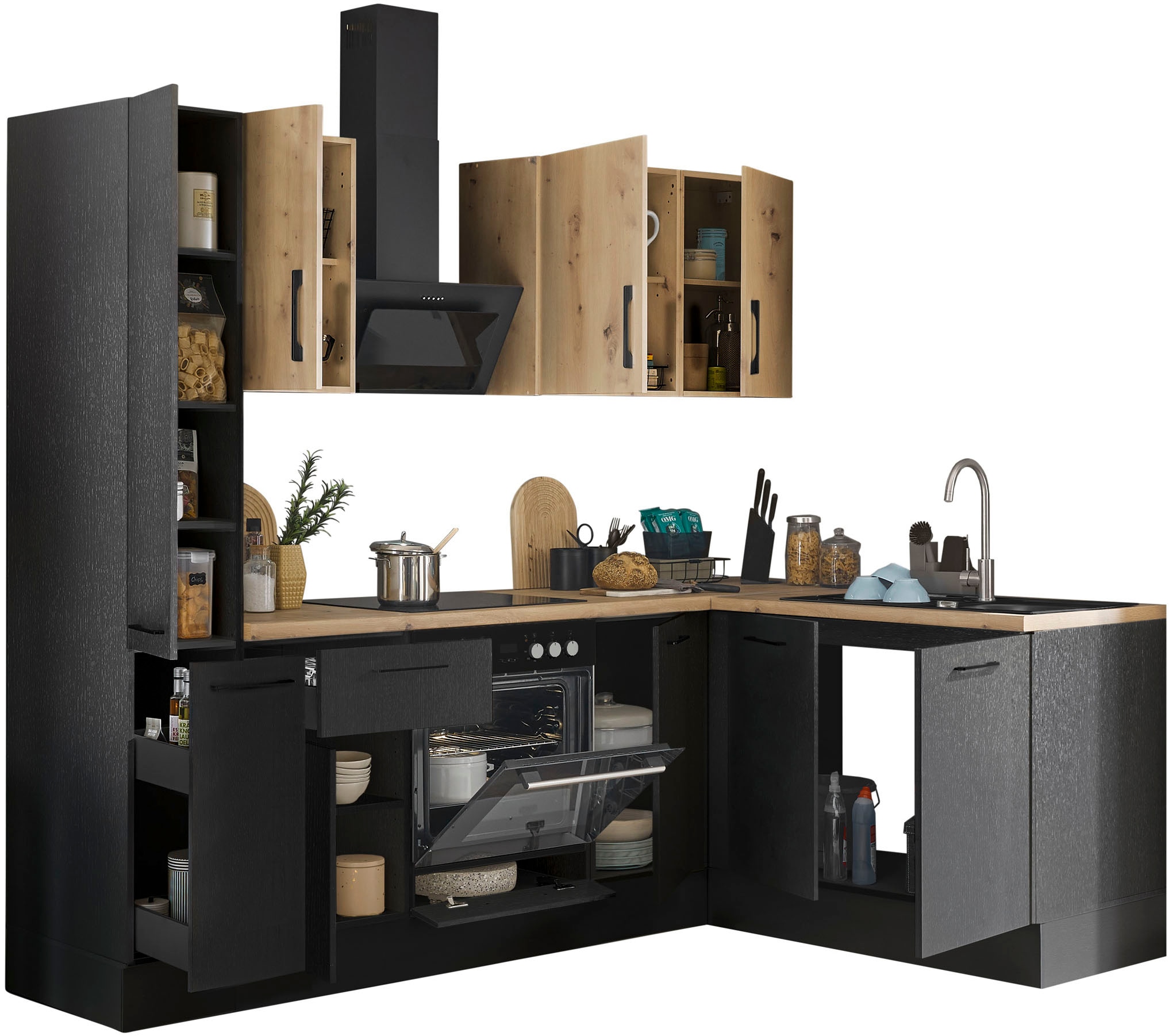 BASIC by Balculina Winkelküche »Turin«, Stellbreite 240x175 cm, wahlweise mit E-Geräten