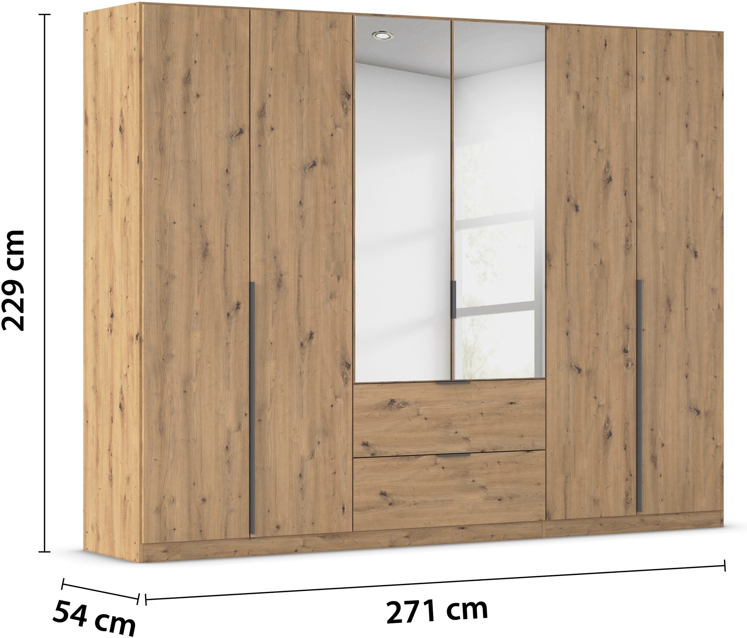 rauch Drehtürenschrank »Kleiderschrank Schrank Garderobe AGORDO mit Dekor- oder Hochglanzfront«, (in zwei Griff-Farben, Breiten 91-360 cm), mit Außenschubkästen, in 7 Breiten und 2 Höhen MADE IN GERMANY