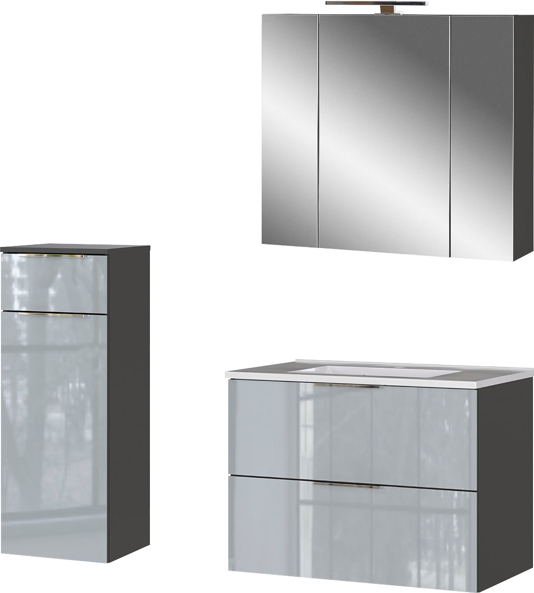 GERMANIA Badmöbel-Set »Oakland«, (3 St.), inkl. WT-Unterschrank, Spiegelschrank und Schrank