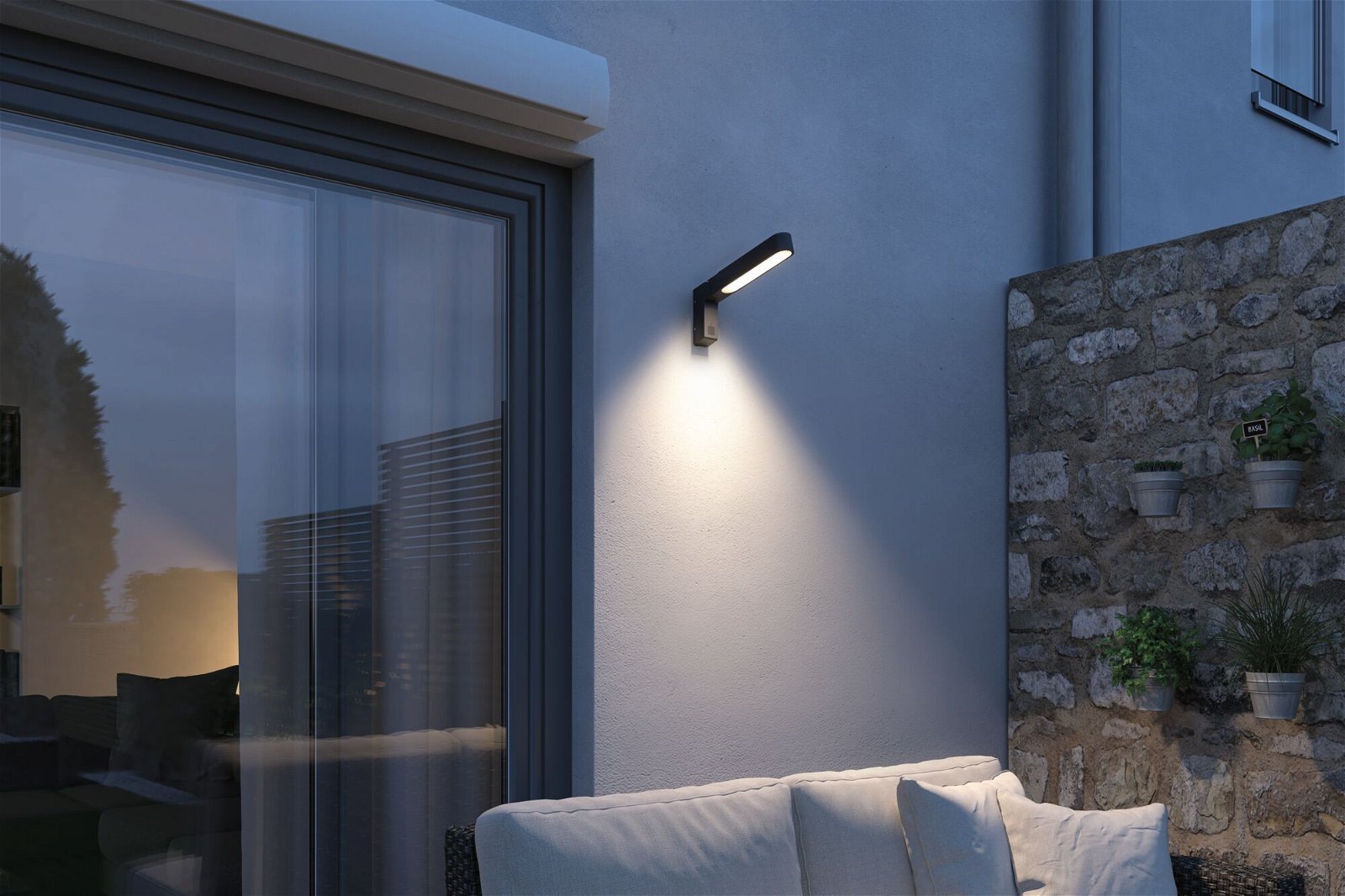 Paulmann LED Außen-Wandleuchte »House Ito 47x301mm 3000K 6W 450lm 230V 65° Anthrazit Metall Kunststoff«, 1 flammig, Bewegungsmelder Vertikale Ausrichtung IP44