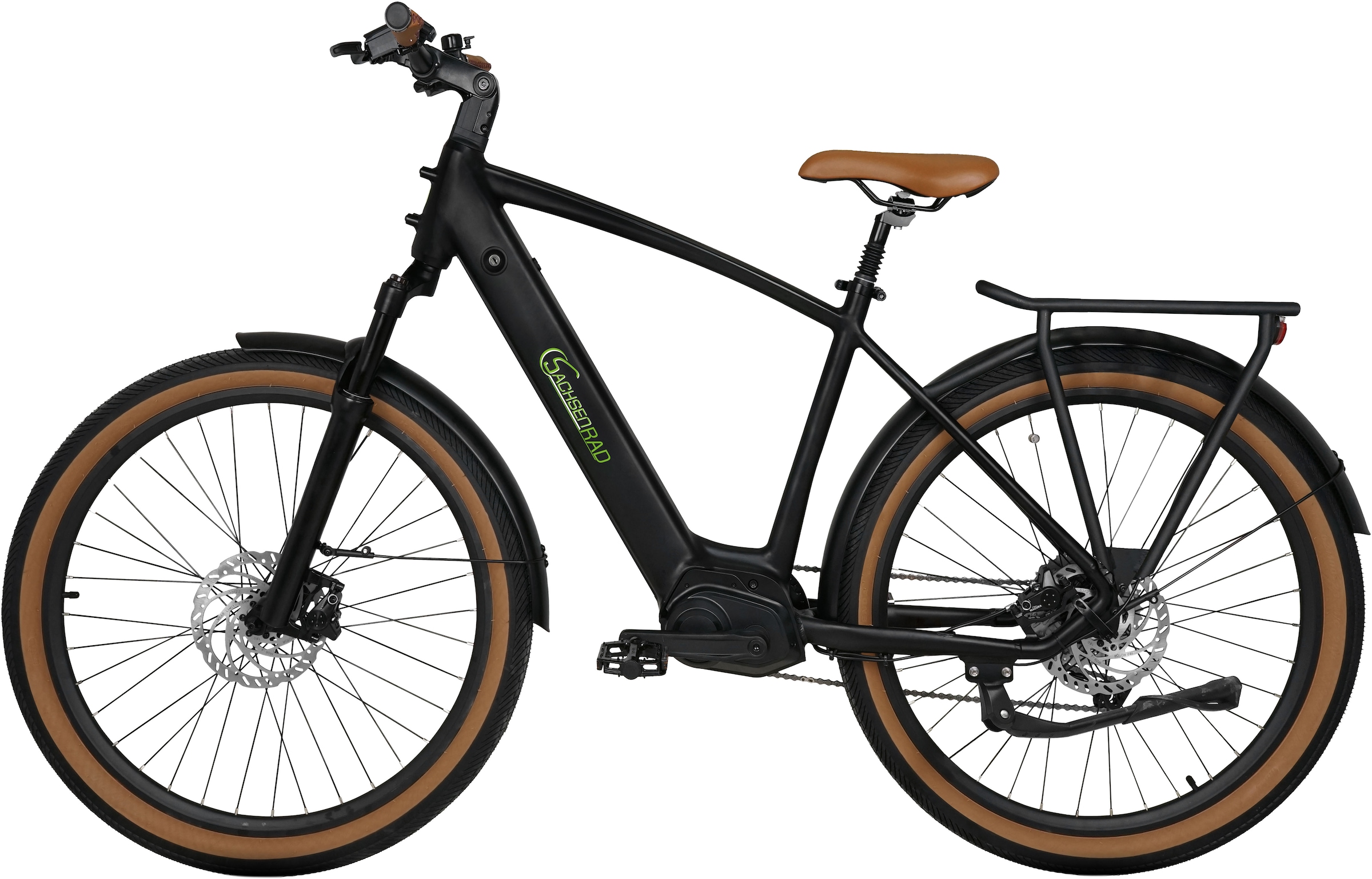SachsenRad »S8« 10 Gang Magura Shimano Deore Schaltwerk Kettenschaltung Mittelmotor 250 W TFT Farb-LCD-Display, Fahrmodus Pedelec, 
LED-Frontlicht