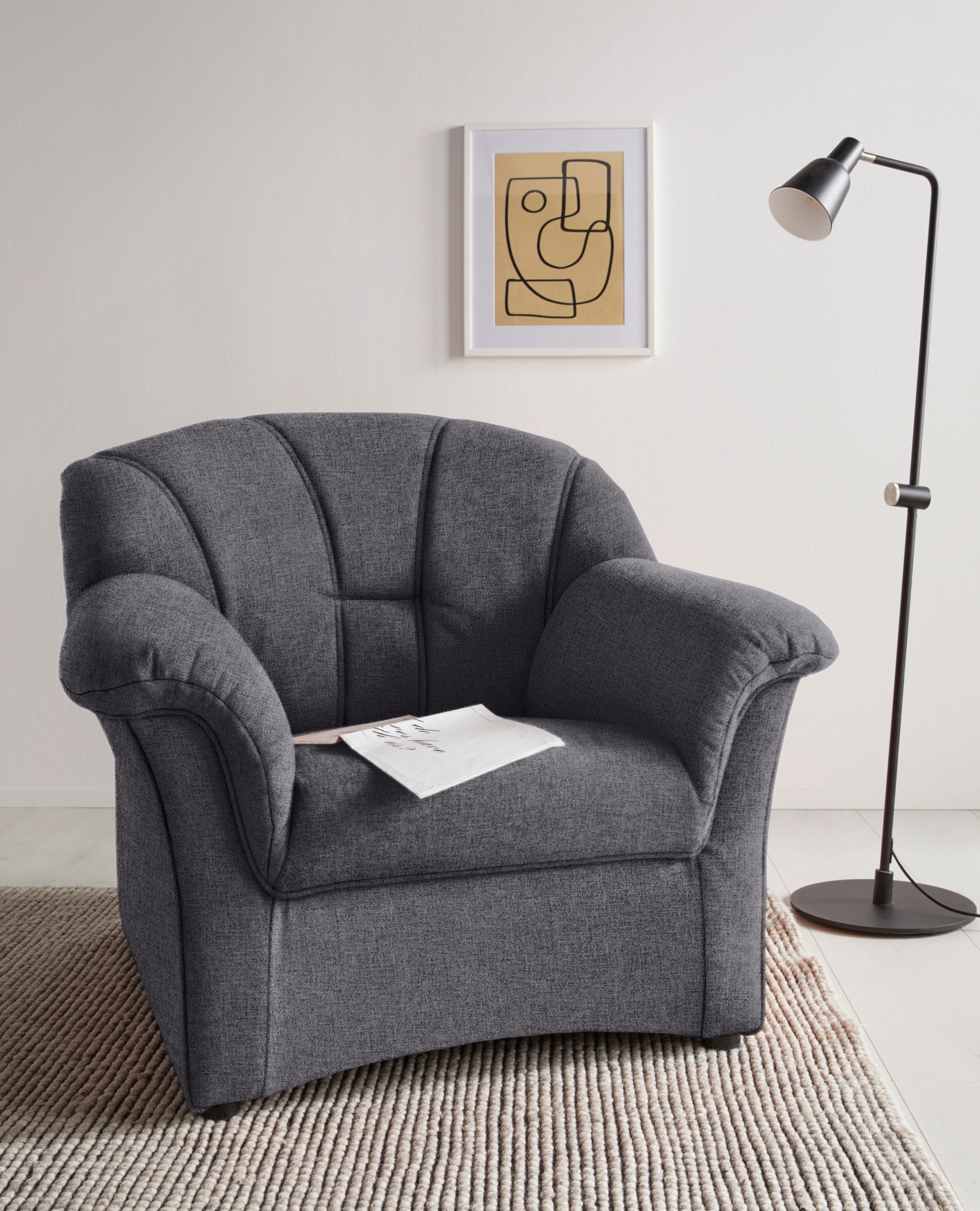 DOMO collection Sessel »Papenburg zeitlose Rückensteppung, elegante Armlehn günstig online kaufen