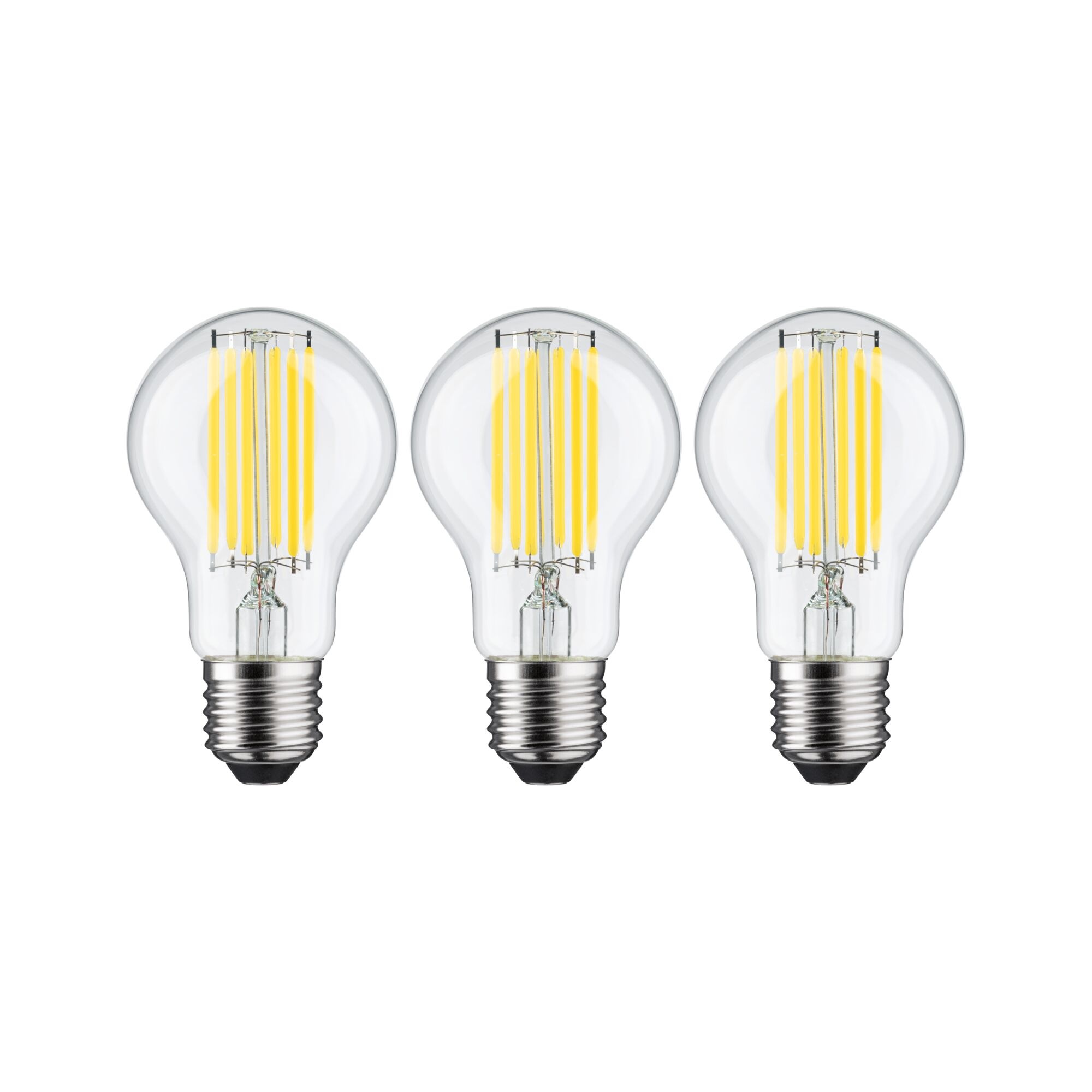 Paulmann LED-Leuchtmittel »Eco-Line Filament 230V LED Birne E27 3er-Pack 1055lm 5W 3000K Klar«, E27, 3 St., Warmweiß