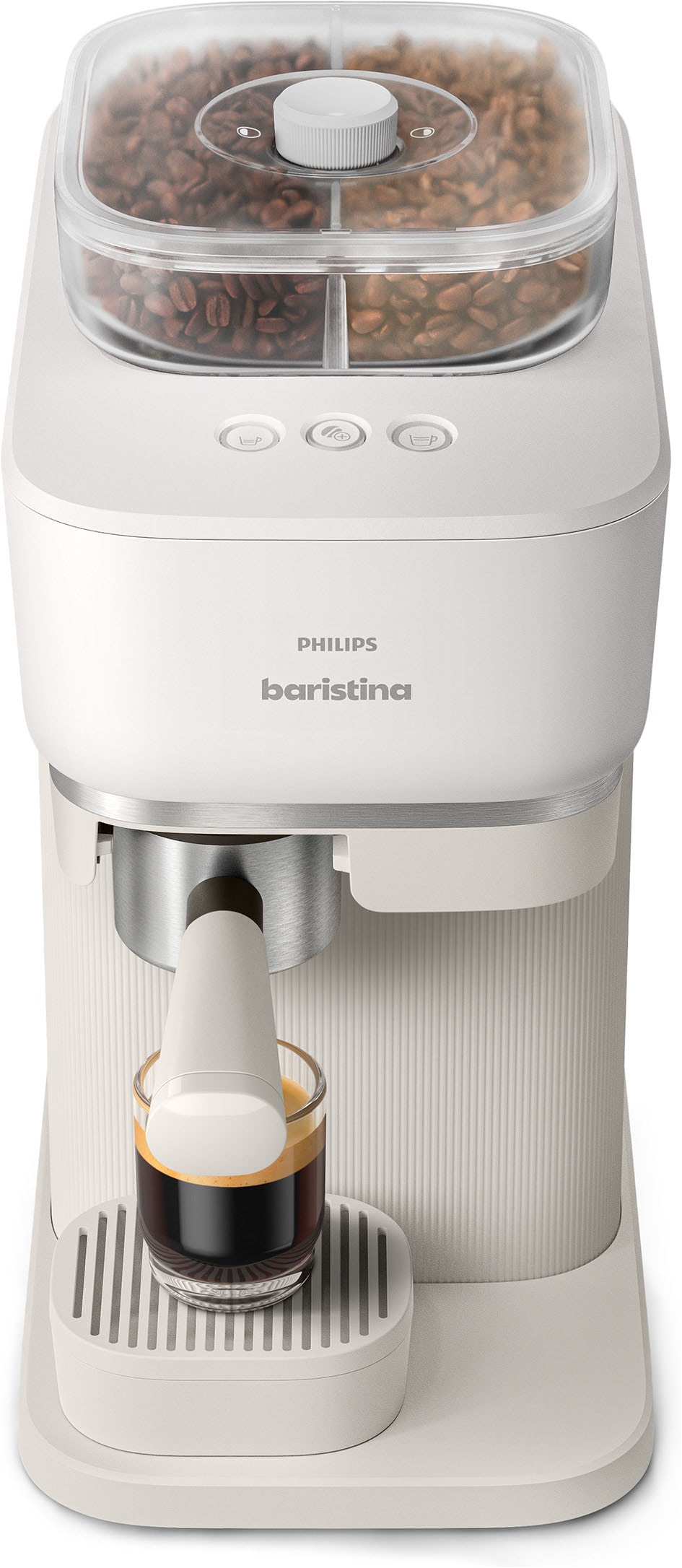 PHILIPS baristina Espressomaschine »mit Bean swap BAR320/00 mit Mahlwerk für ganze Bohnen« Doppelter Bohnenbehälter, 16 bar Pumpendruck, Naturweiß​