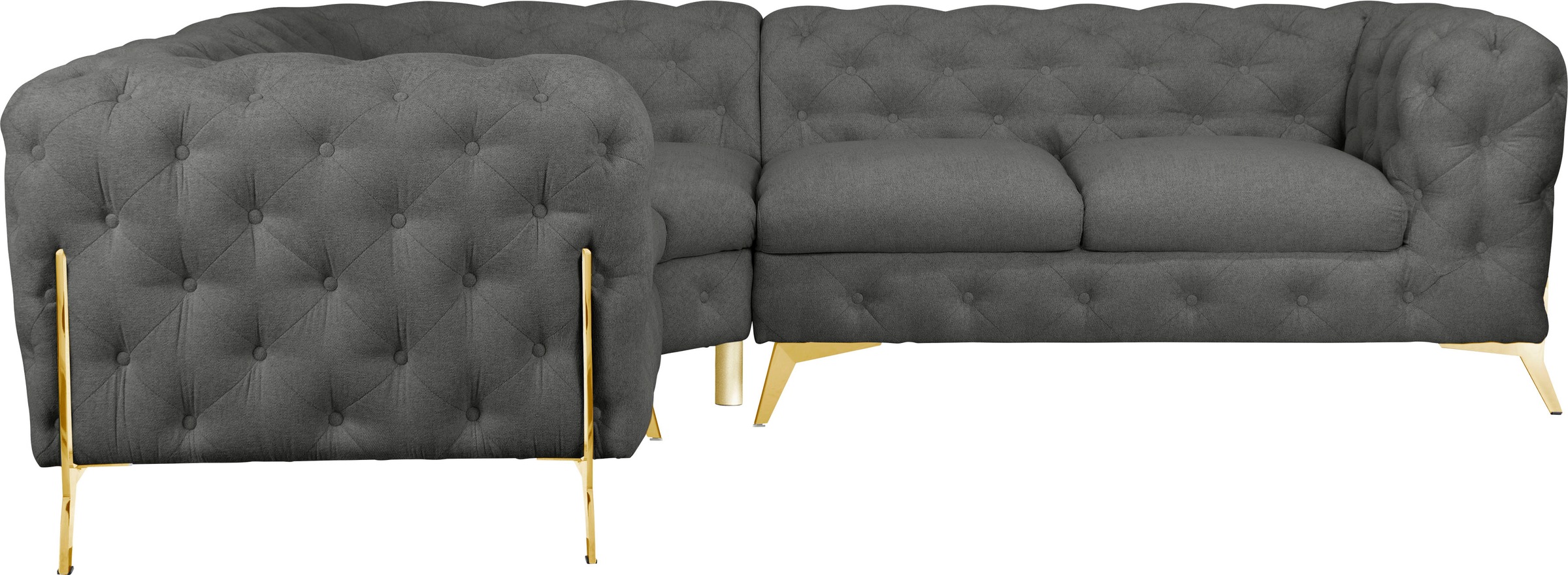 Leonique Chesterfield-Sofa »Amaury L-Form«, Chesterfield-Optik, Breite/Tiefe je 262 cm, Fußfarbe wählbar