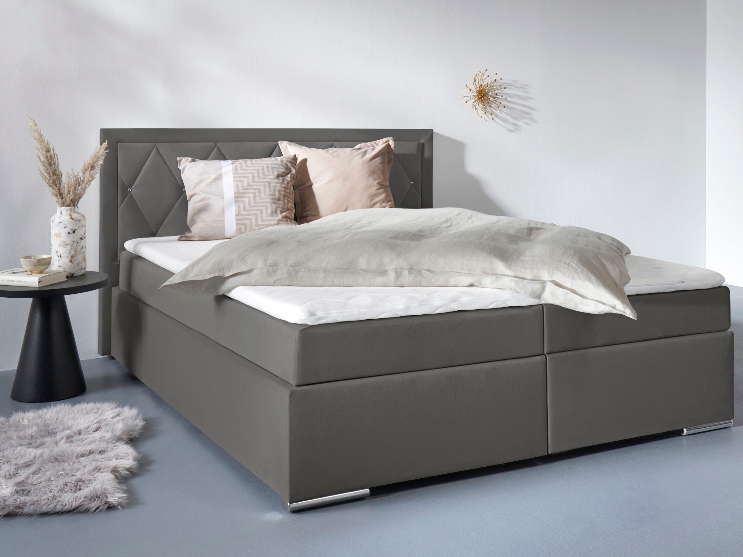 7. Bild von Leonique Boxbett »Alfie, Bestseller, wahlweise mit Bettkasten«, mit Straßsteinen im Kopfteil, H2, H3 und H4 wählbar
