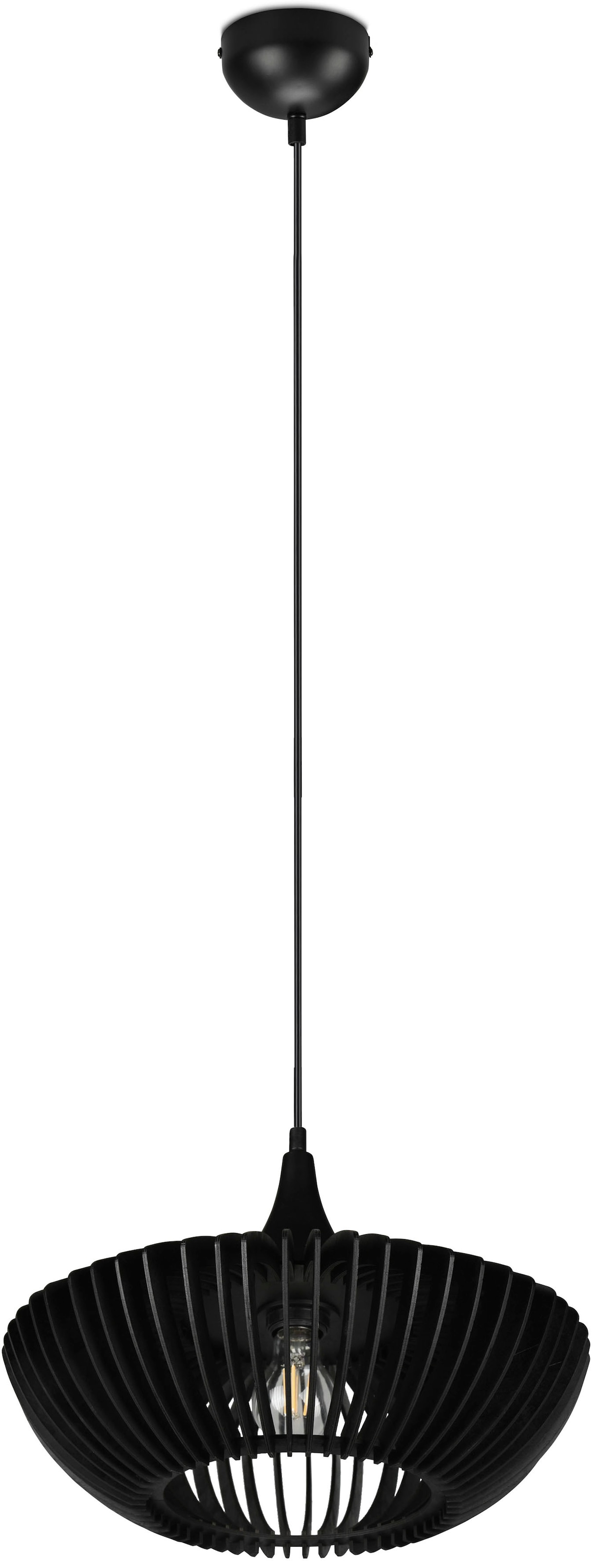 TRIO Leuchten Pendelleuchte »Colino«, 1 flammig, Leuchtmittel E27 | ohne Leuchtmittel, Hängelampe mit Holzschirm Ø40cm höhenverstellbar bis 150cm, exkl 1xE27