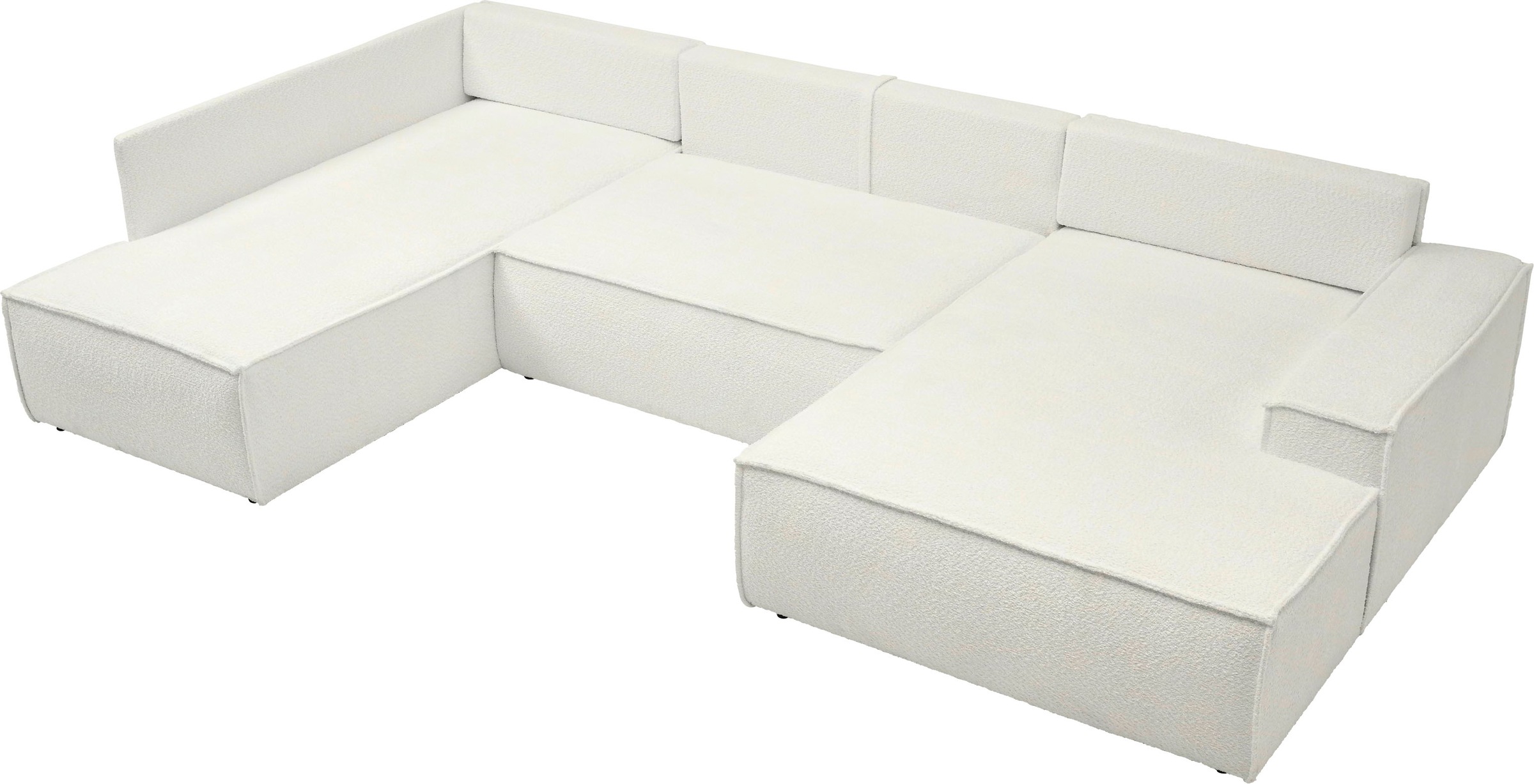 andas Wohnlandschaft »FINNLEY U-Form XXL 329 cm, Schlafsofa, Schlaffunktion m. Bettkasten«, (194/139 cm), Bouclé, Struktur und Cord