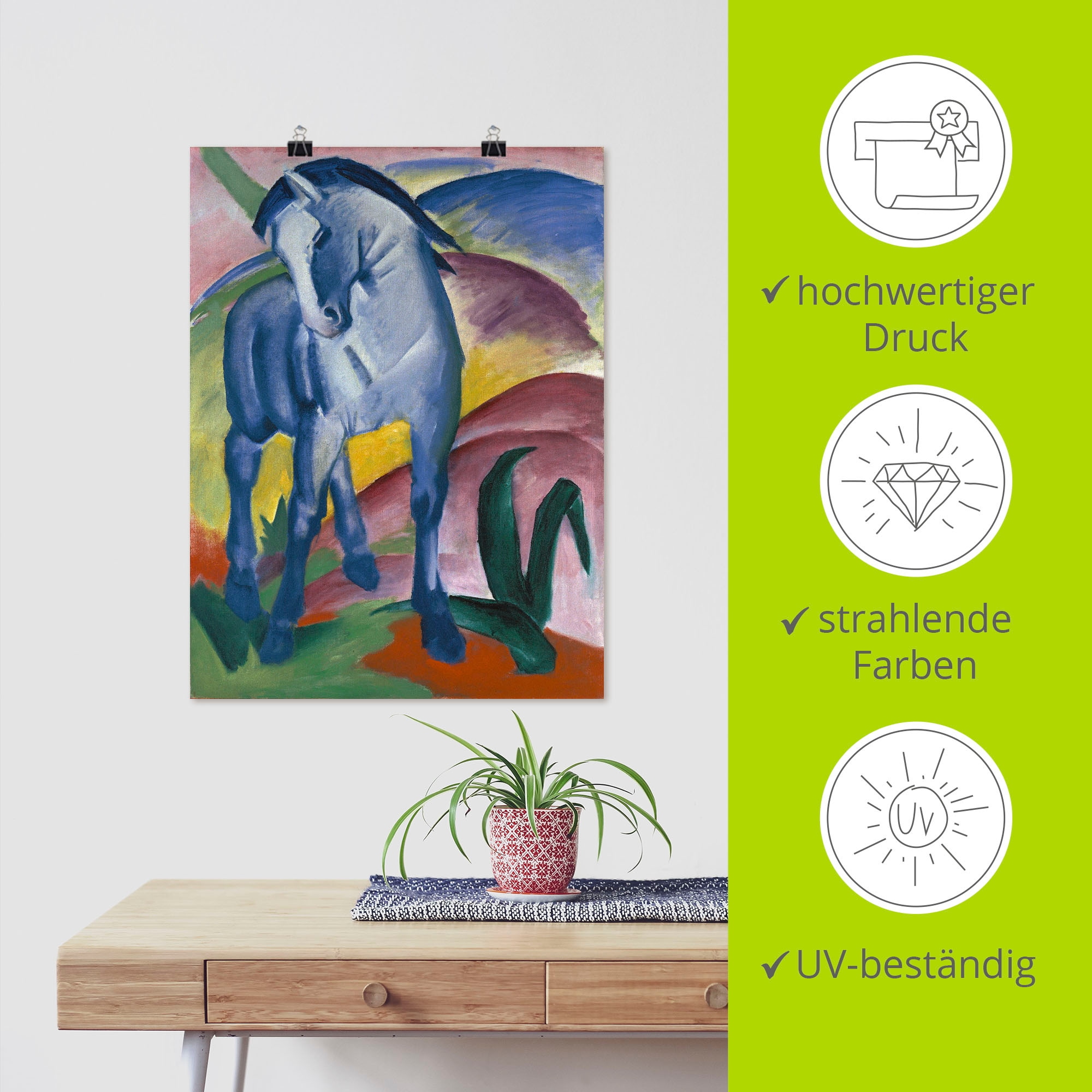 Artland Wandbild »Blaues Pferd I. 1911.«, Haustiere, (1 St.), als Alubild, Outdoorbild, Leinwandbild, Poster, Wandaufkleber