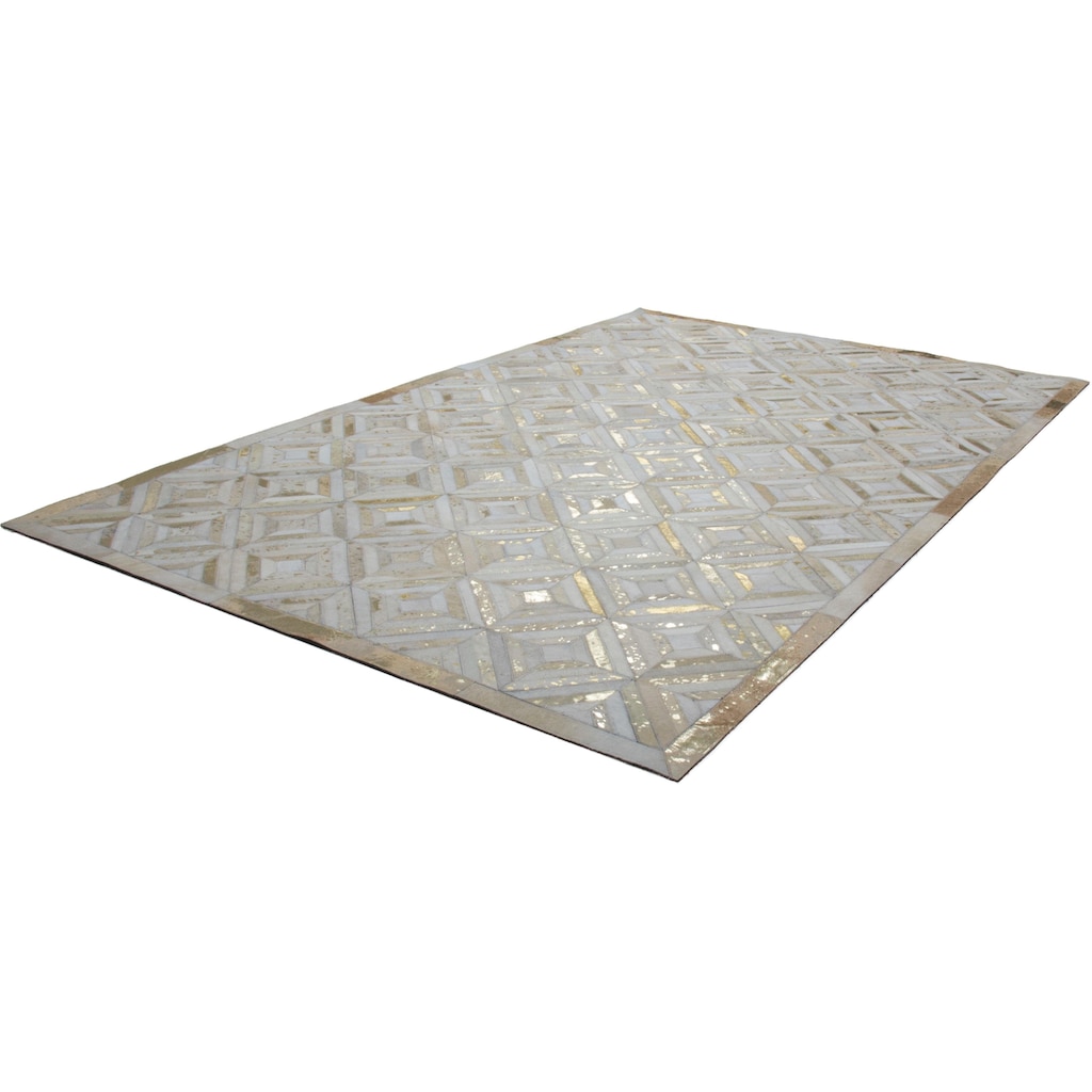 Leonique Lederteppich »Faris«, rechteckig, 8 mm Höhe, echtes Leder, robuster Teppich, ideale Teppiche für Wohnzimmer, Schlafzimmer, Arbeitszimmer