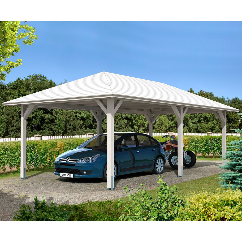 Skanholz Einzelcarport »Taunus«, Leimholz-Nordisches Fichtenholz, 335 cm, weiß