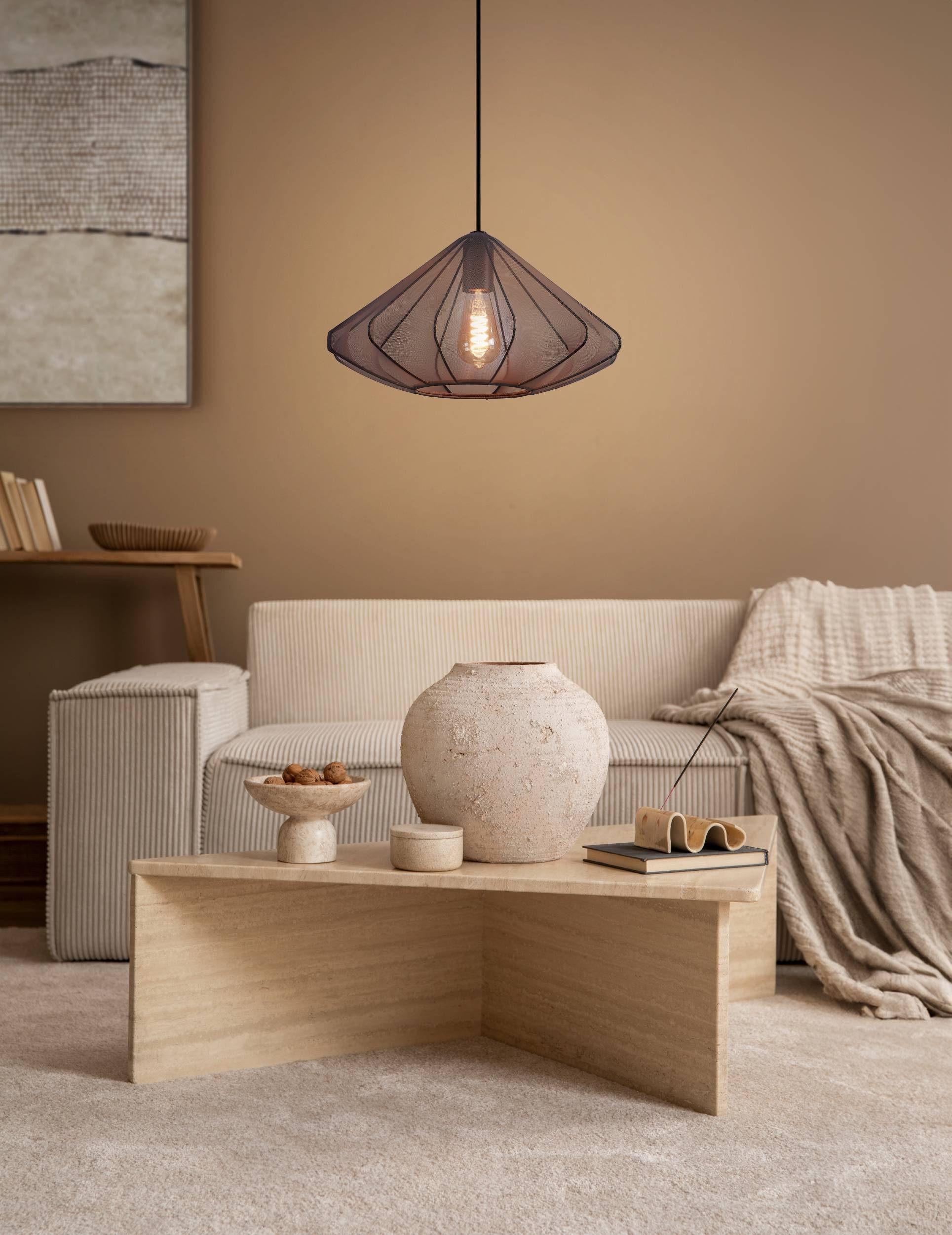 EGLO Hängeleuchte »Dolwen Hängelampe, Pendelleuchte, Esszimmerlampe Japanisch, E27, Lampe« E27 1 Stk. Hängeleuchte - H110 x Ø42,5 cm - schwarz - 1X40W exkl.