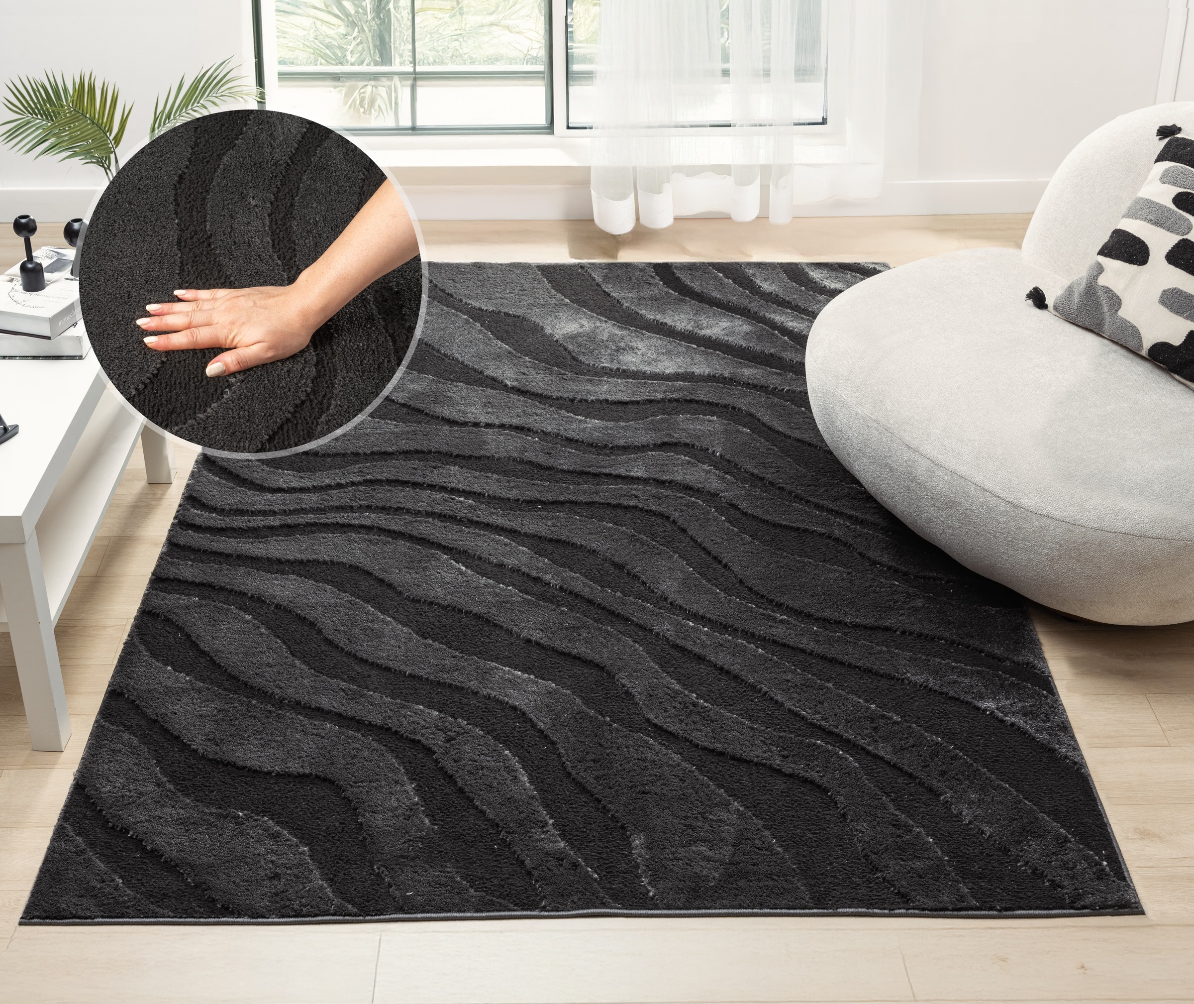 OTTO home Teppich »Benia, Hoch-Tief-Struktur«, rechteckig, 19 mm Höhe, Well günstig online kaufen