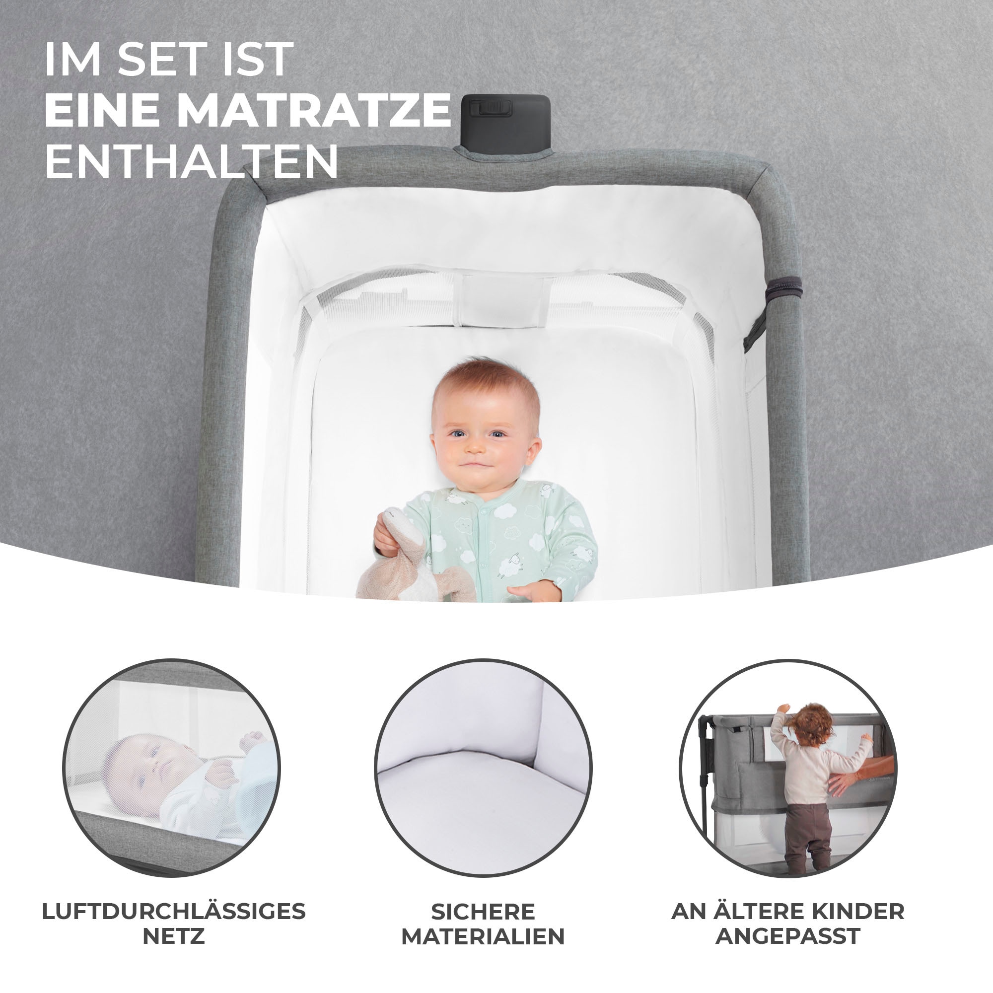 Kinderkraft Beistellbett »NESTE GROW«