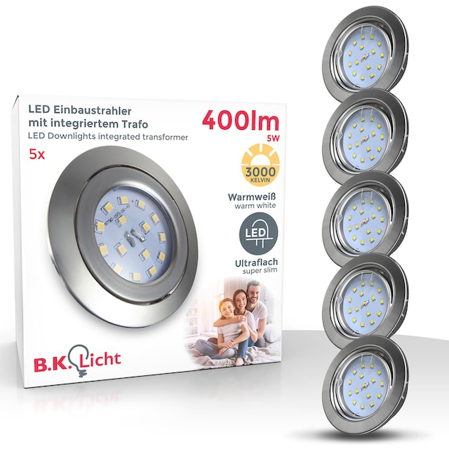 B.K.Licht LED Einbauleuchte, 5 flammig-flammig, LED Einbauspots, ultra  flach, inkl. 5x 5W 400LM 3000K, schwenkbar online bestellen