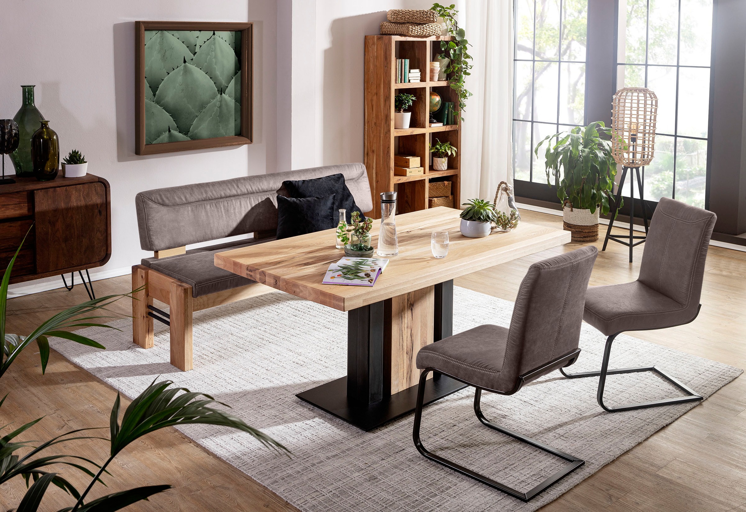 K+W Komfort & Wohnen Polsterbank gepolsterte Stauraumbank, Massivholz, in 2 günstig online kaufen