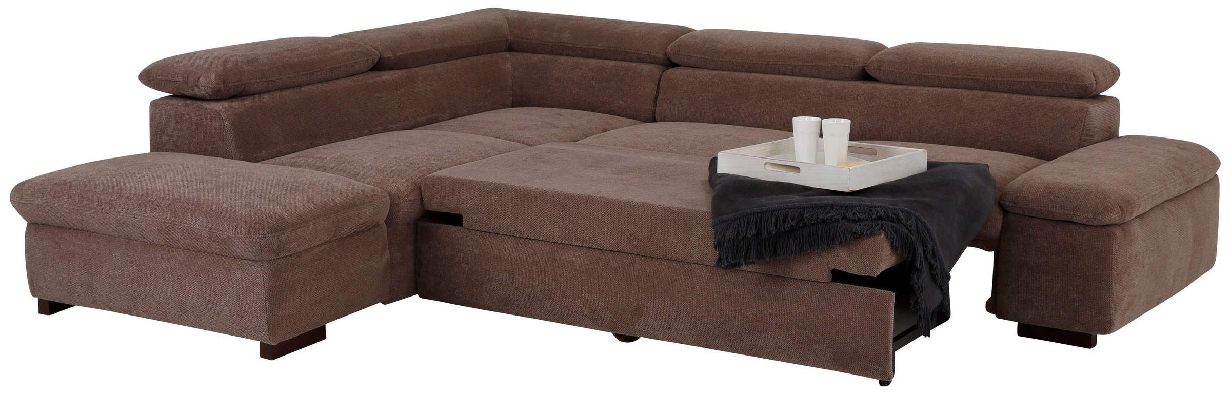 Home affaire Ecksofa »Alberto L-Form«, mit Kopfteilverstellung, wahlweise mit Bettfunktion