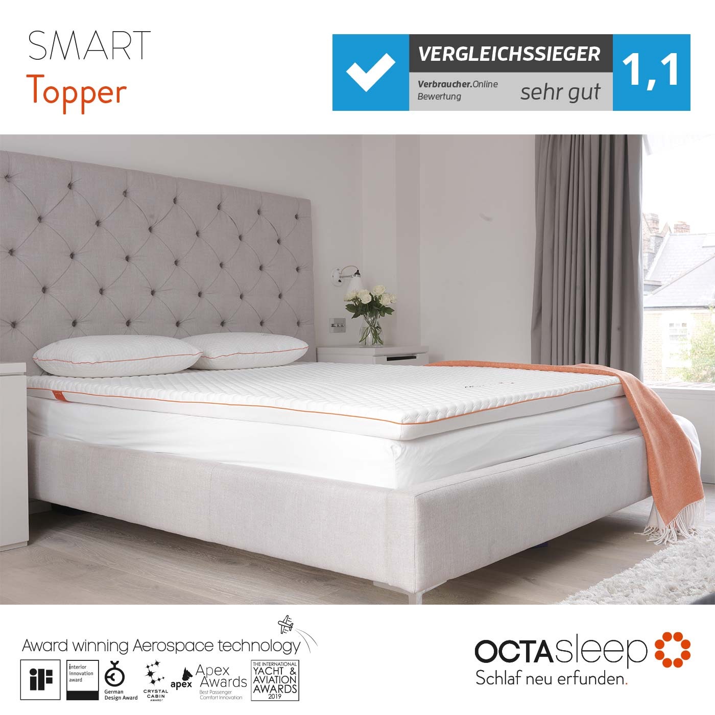 OCTAsleep Topper »Octasleep Smart«, (1 St.), OCTAspring® Aerospace Technolo günstig online kaufen