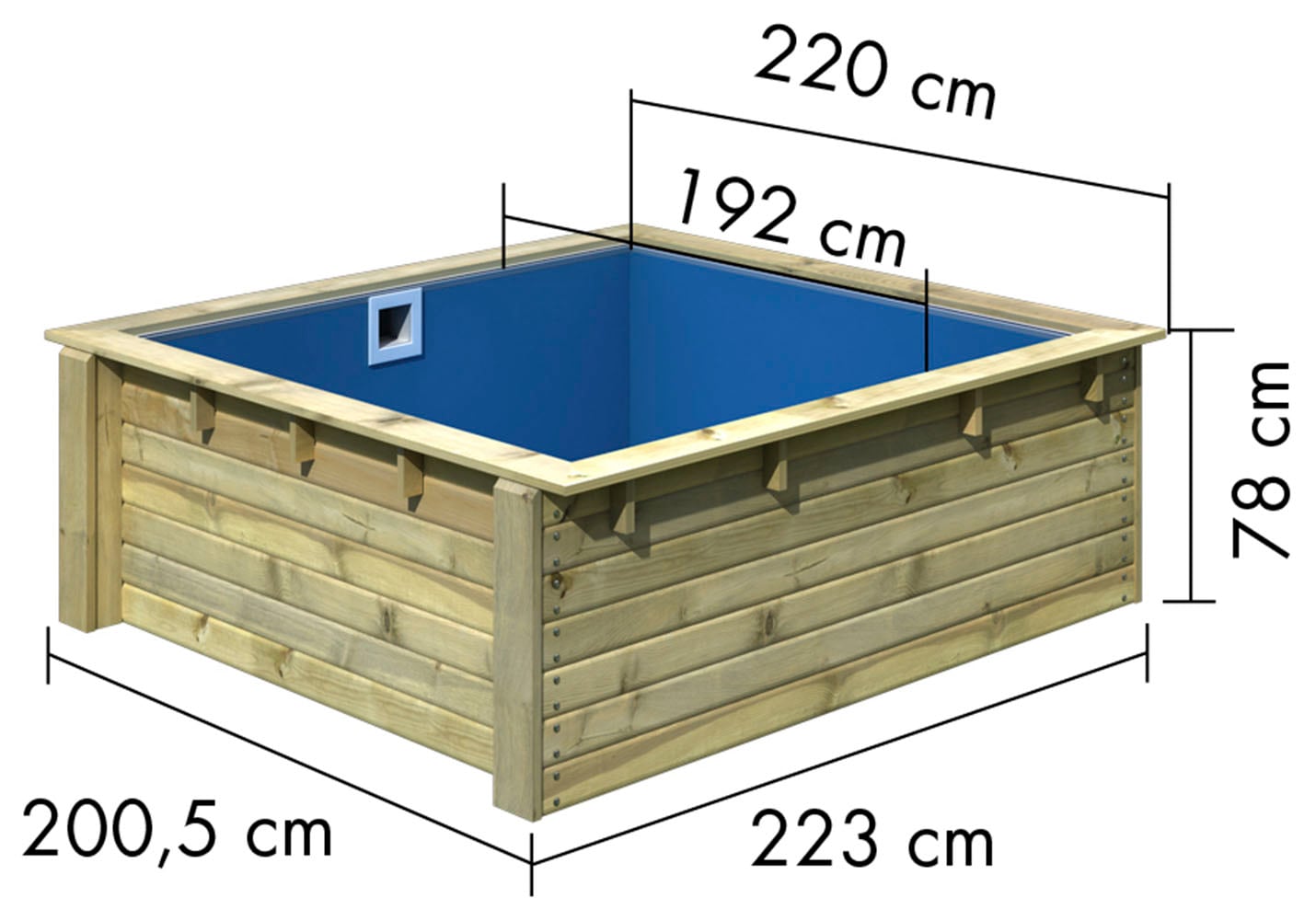 Karibu Rechteckpool »Minipool L220 x B 220 x H 78 cm« kesseldruckimprägniert